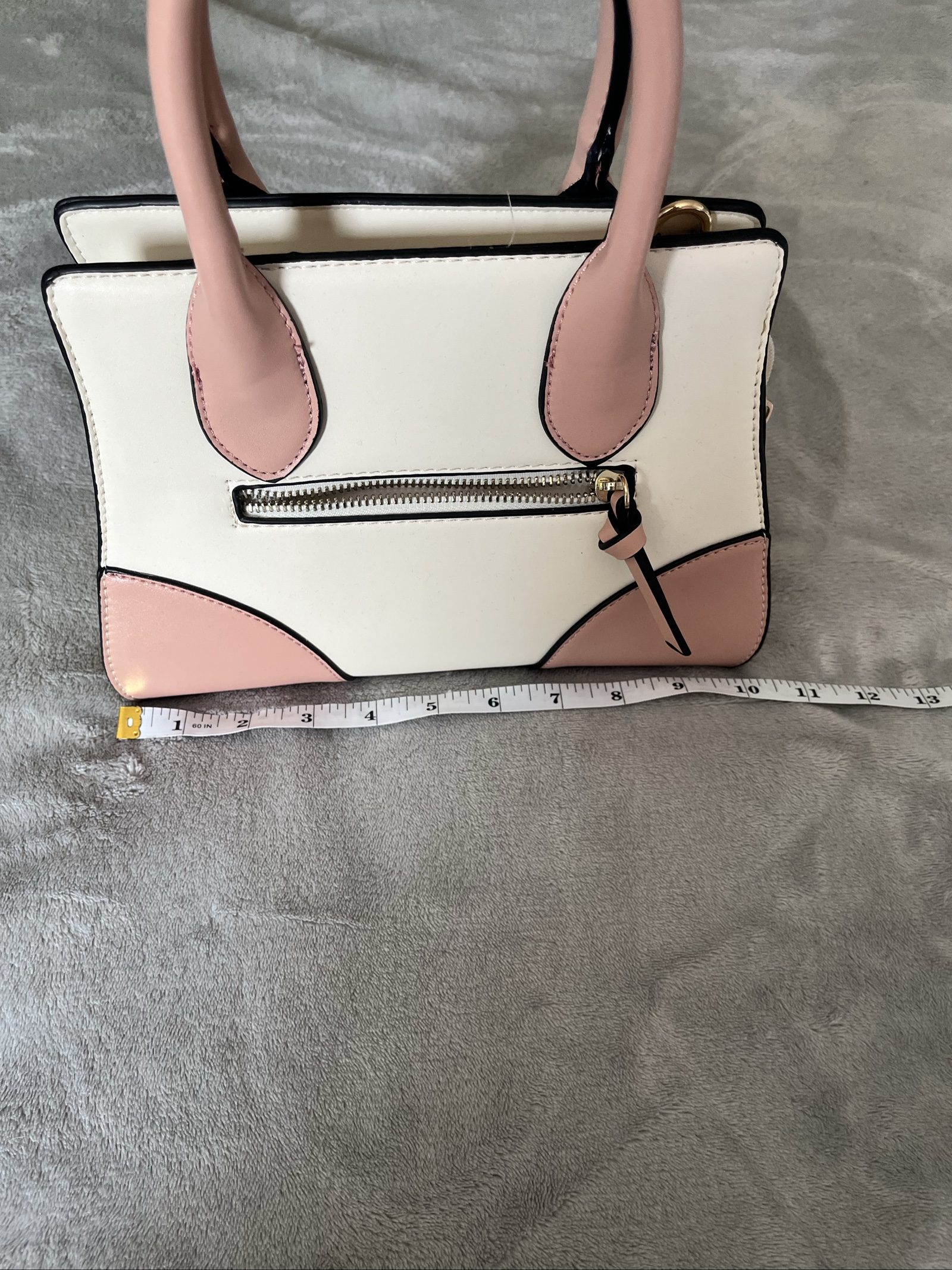 Unbranded Pink & Cream Mini Tote Handbag Compact Size image 3