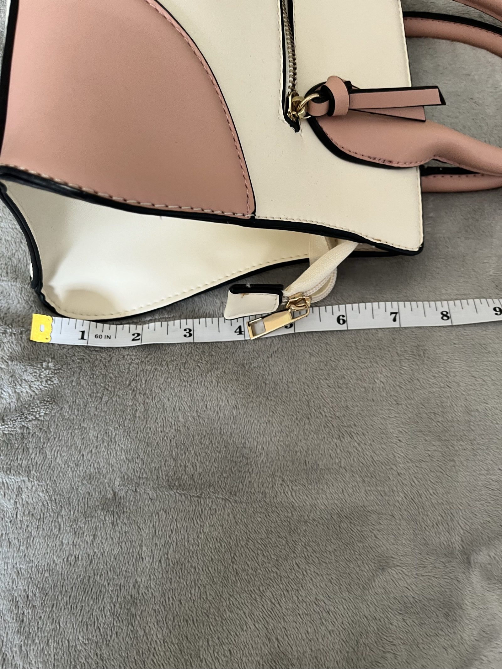 Unbranded Pink & Cream Mini Tote Handbag Compact Size image 4