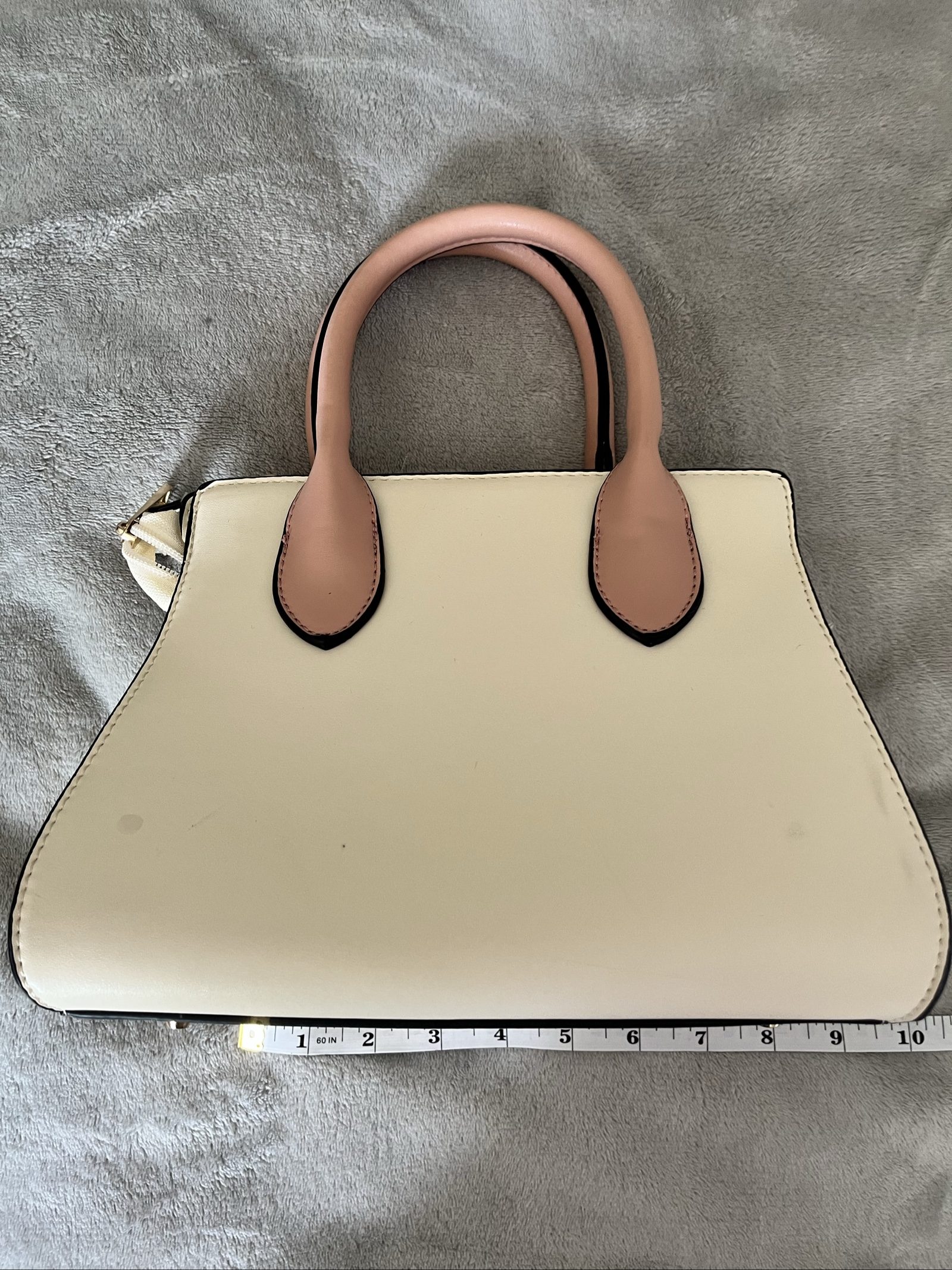 Unbranded Pink & Cream Mini Tote Handbag Compact Size image 5
