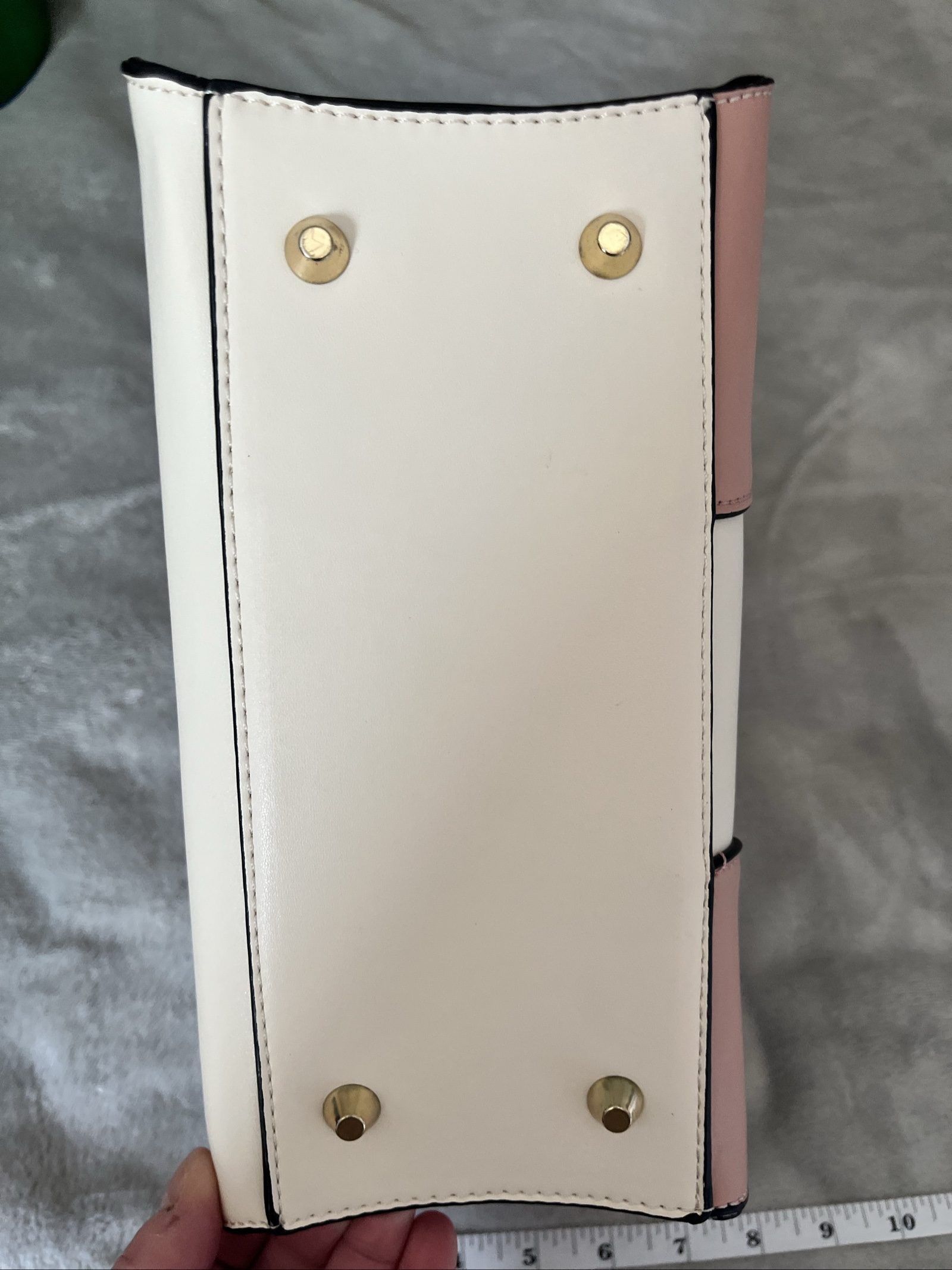 Unbranded Pink & Cream Mini Tote Handbag Compact Size image 6