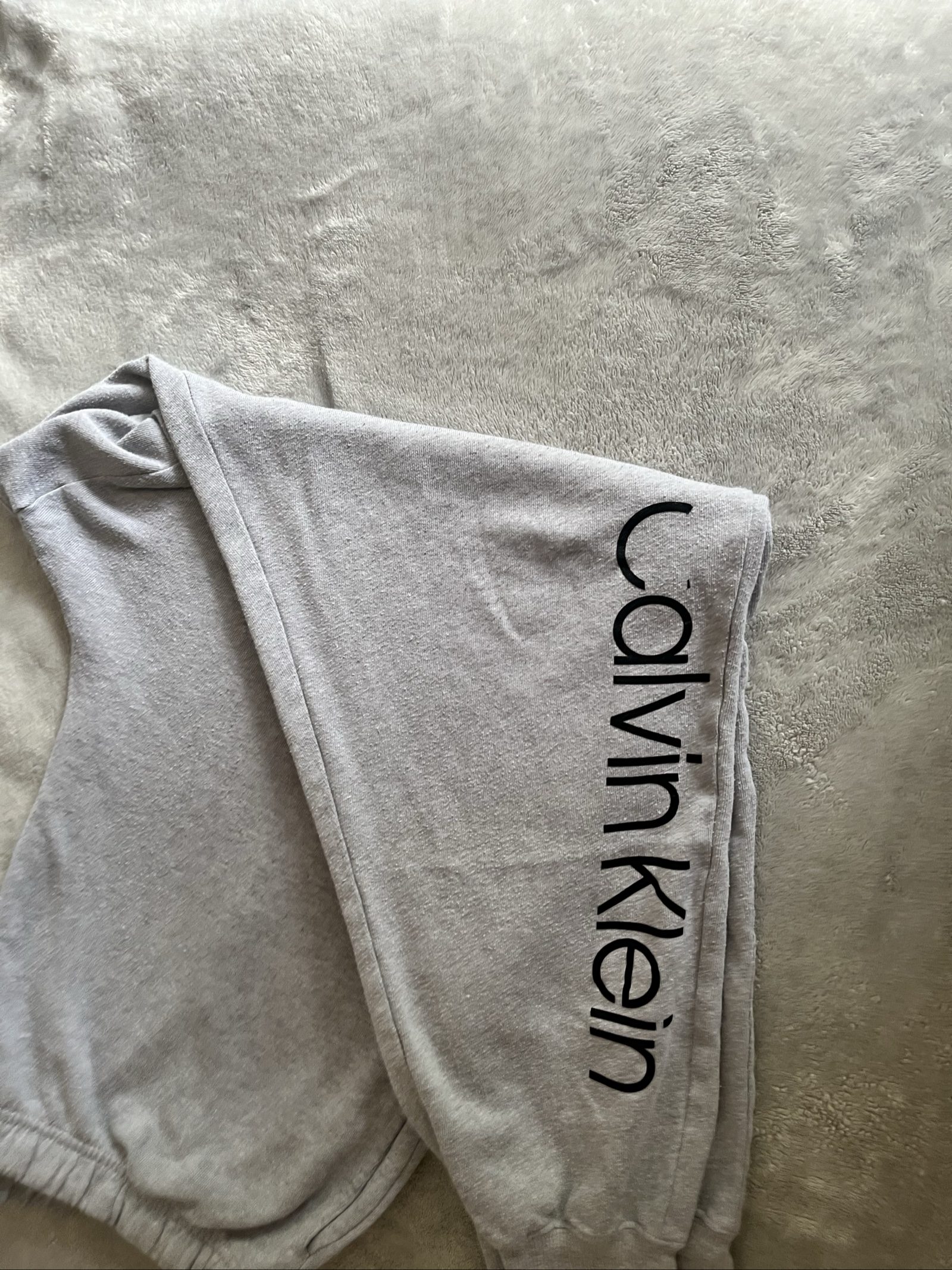 Calvin Klein Grey Sweatpants XL Logo Print Drawstring Waist