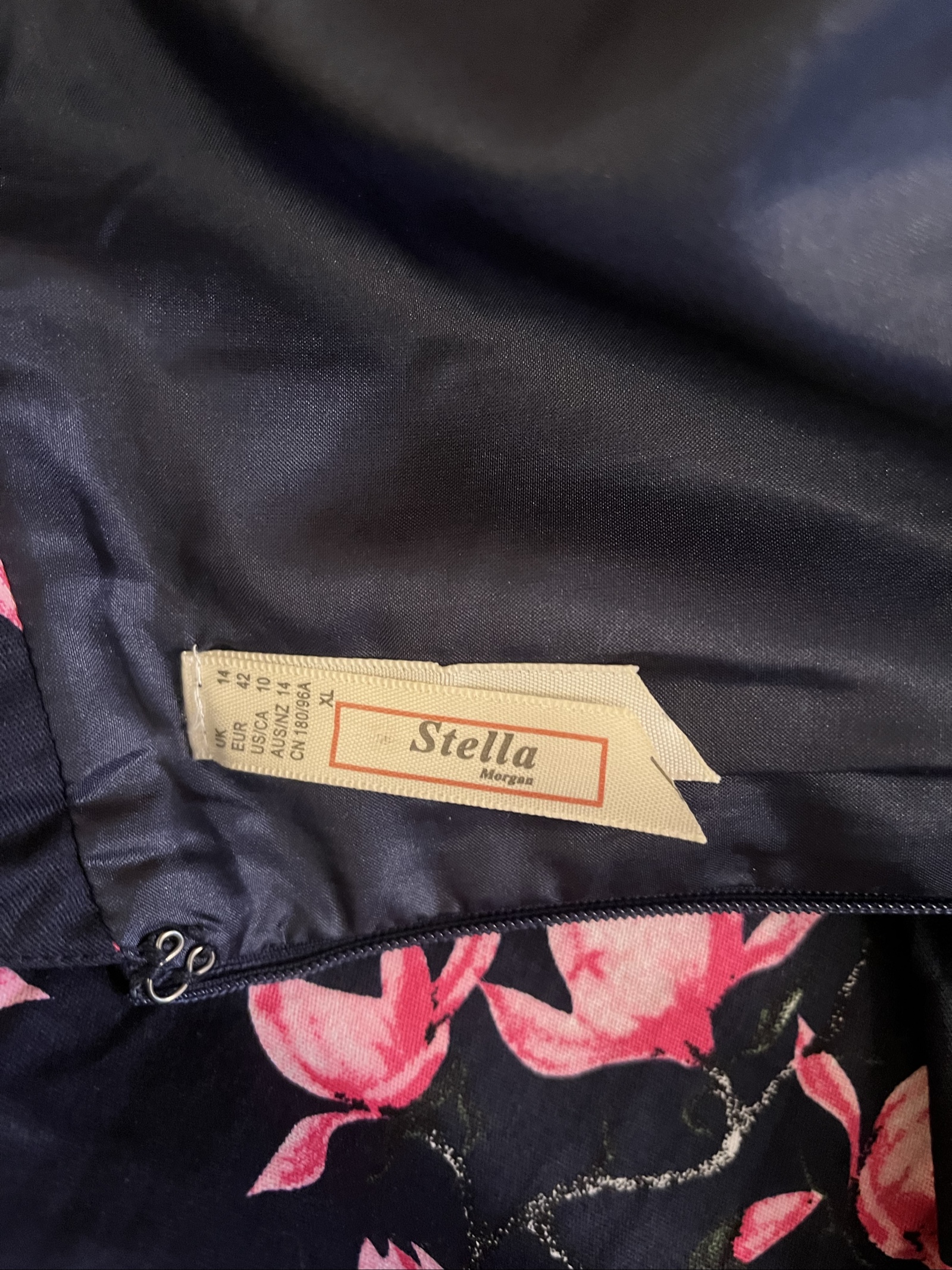 Vintage Stella Morgan Navy & Pink Floral Fit and Flare Dress UK 14 image 7