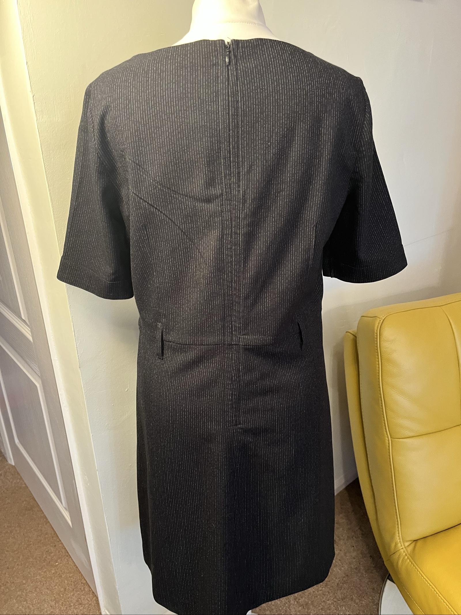 Next Black & Grey Pinstripe Dress UK 14 image 4