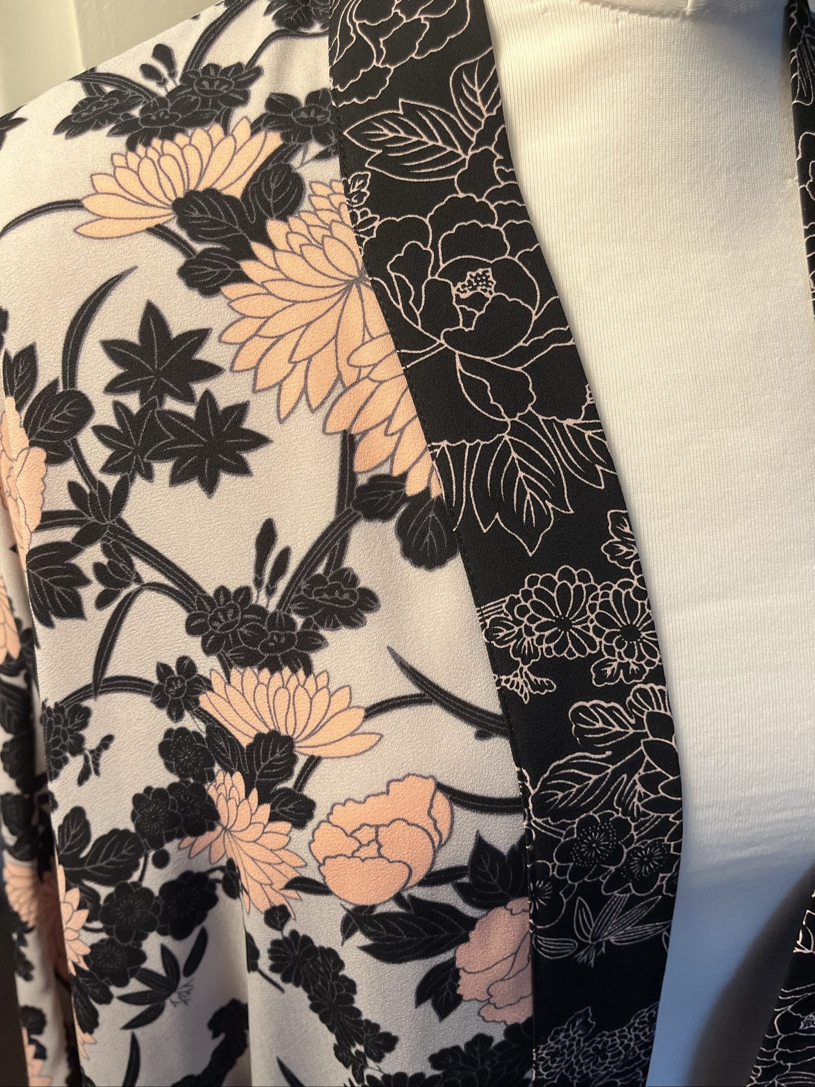Oasis Black & Pink Floral Kimono Jacket UK 12 image 2