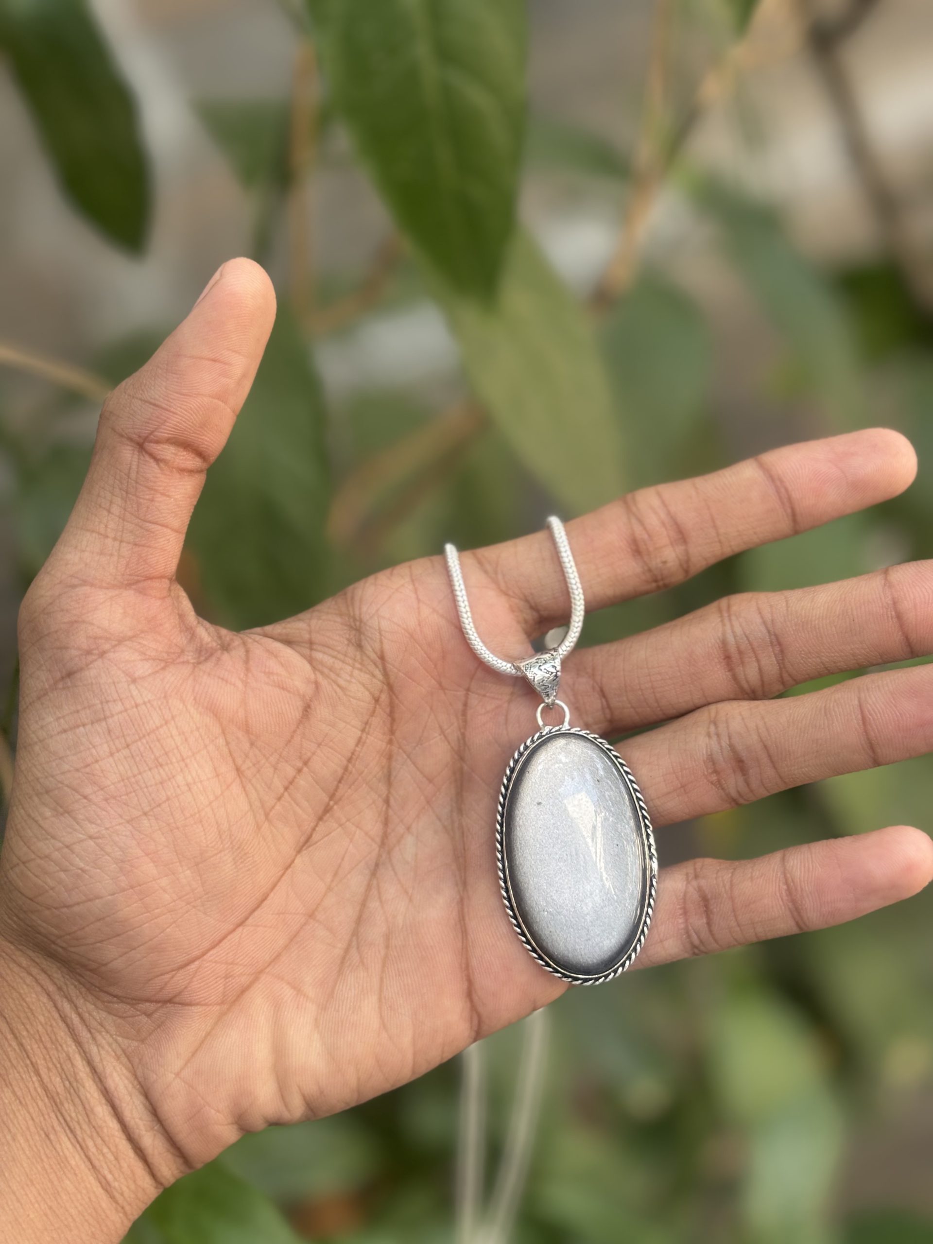 Silver Obsidian Pendant with Chain – Lab Certified Natural Healing Crystal Necklace