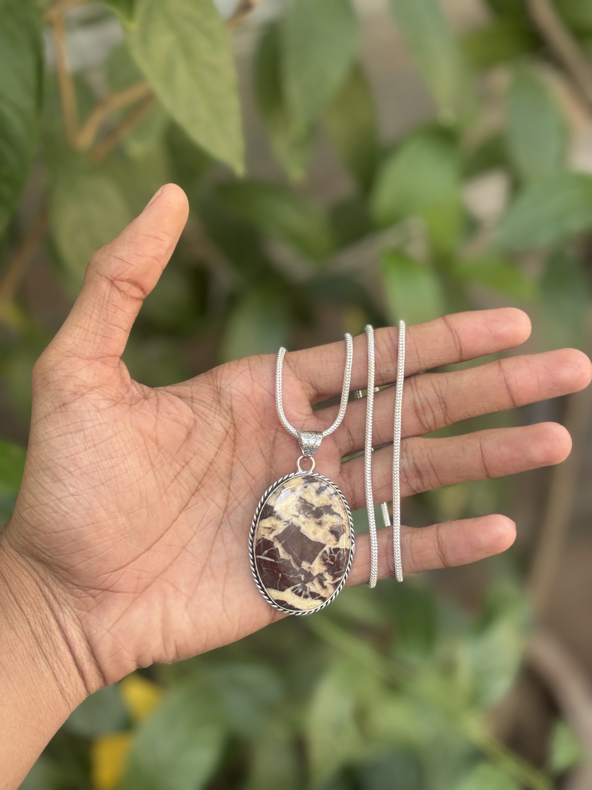 African Zebra Jasper Pendant with Chain – Lab Certified Natural Healing Crystal Necklace image 2