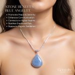 Blue Angelite Drop Pendant with 24-Inch Chain – Certified Natural Crystal Necklace for Men & Women
