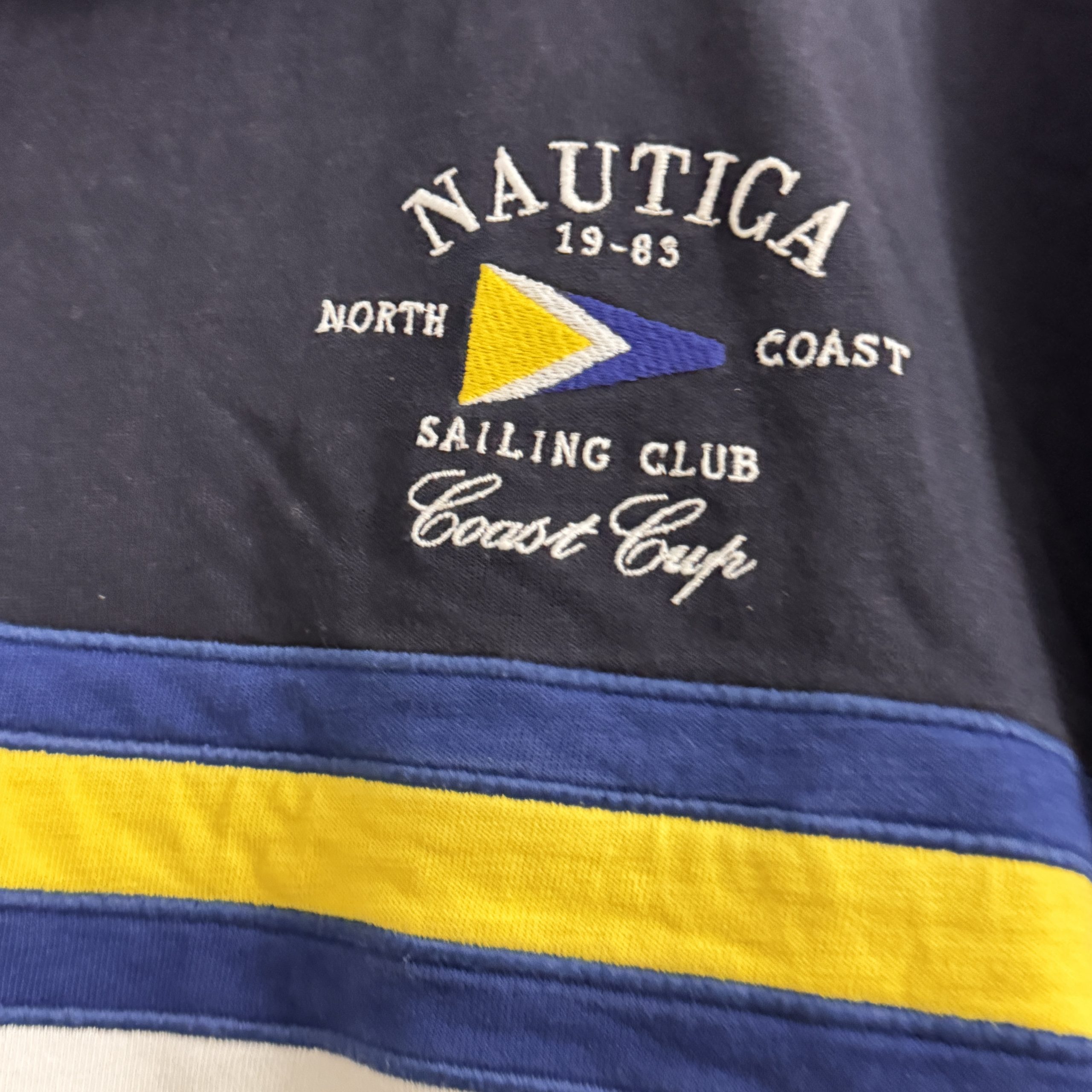 Nautica Navy, White & Yellow Polo Shirt XL Sailing Club Logo 2485 image 4