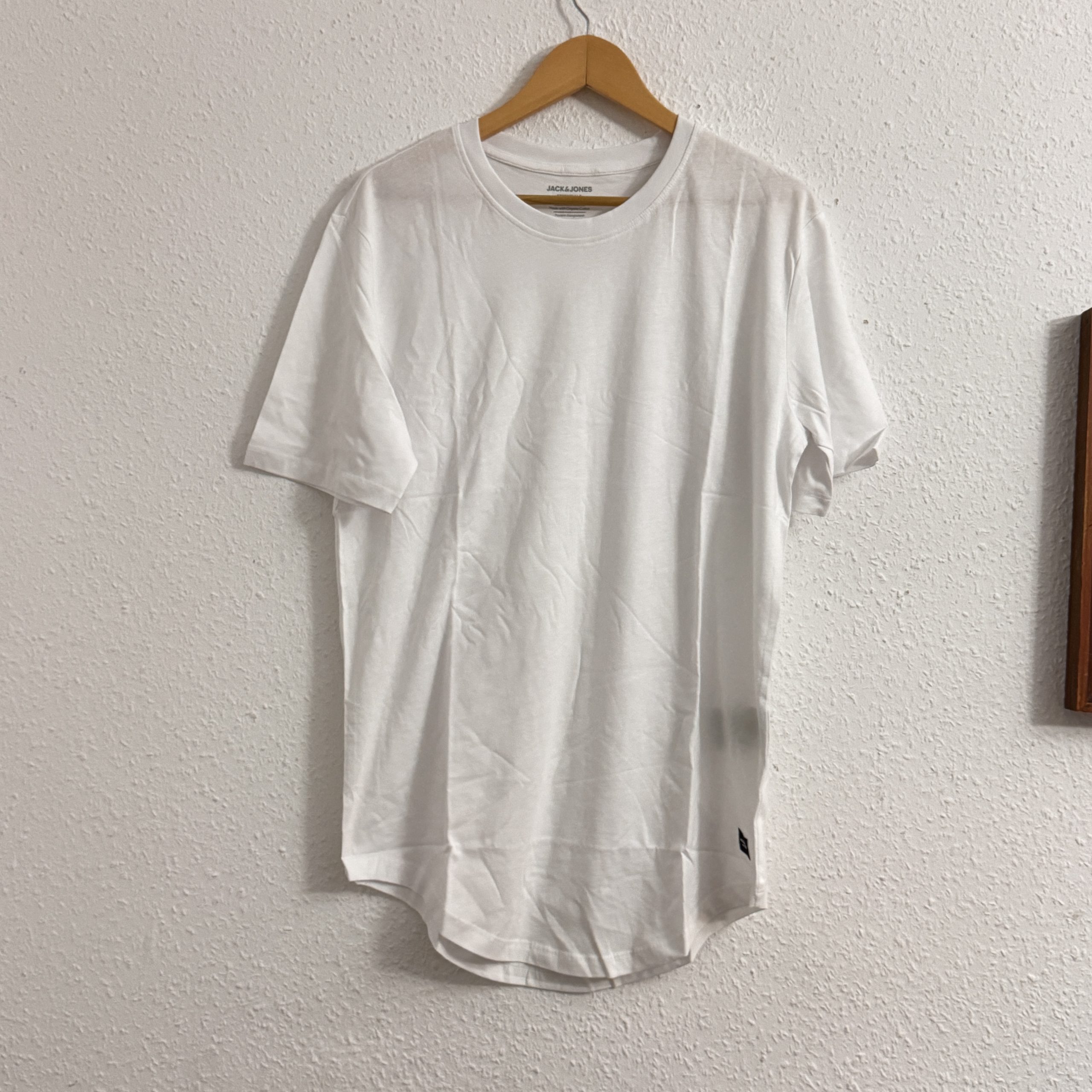 Jack & Jones White Curved Hem T-Shirt Medium Cotton L 2488