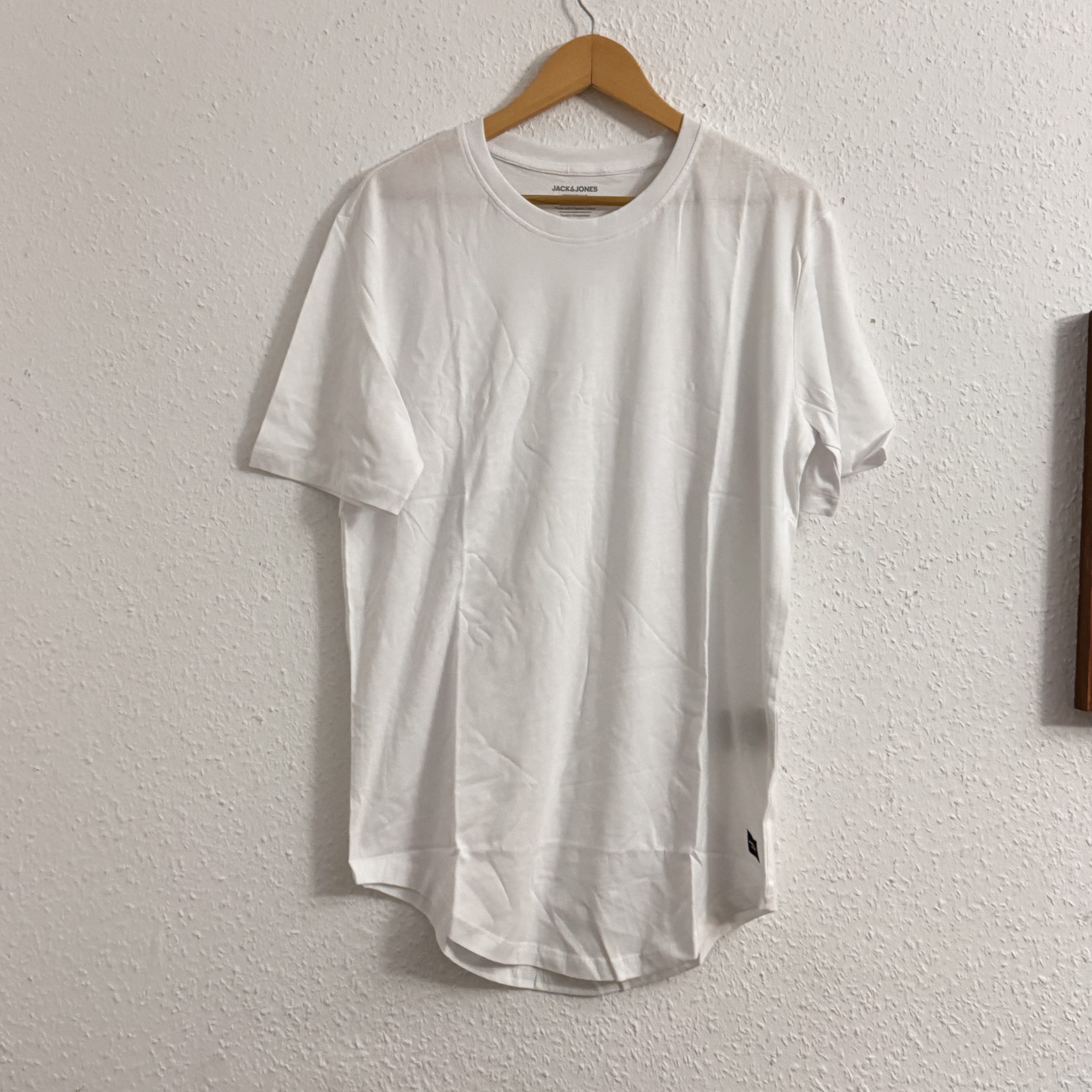 Jack & Jones White Curved Hem T-Shirt Medium Cotton L 2488 image 2
