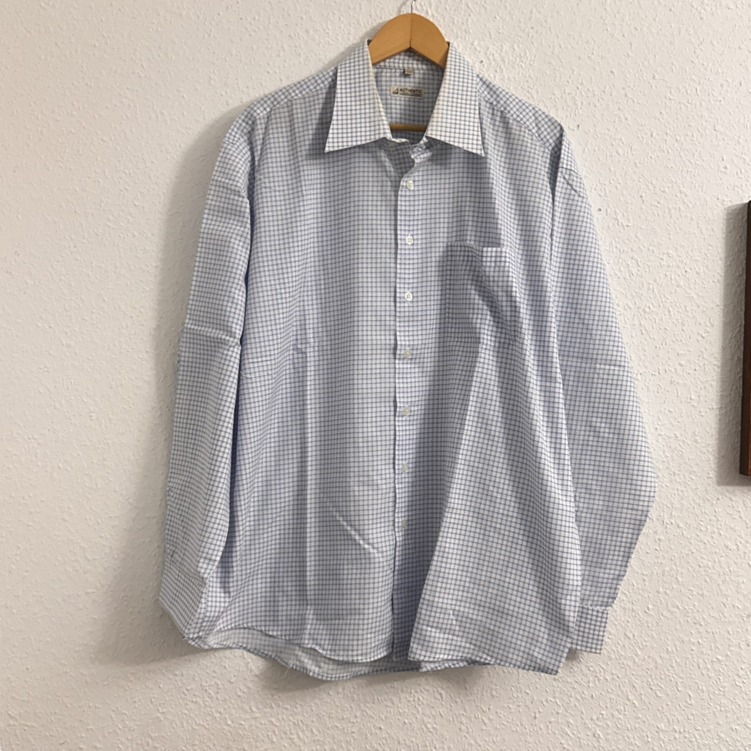 Authentic Blue & White Checked Shirt XXL Casual Cotton 2493
