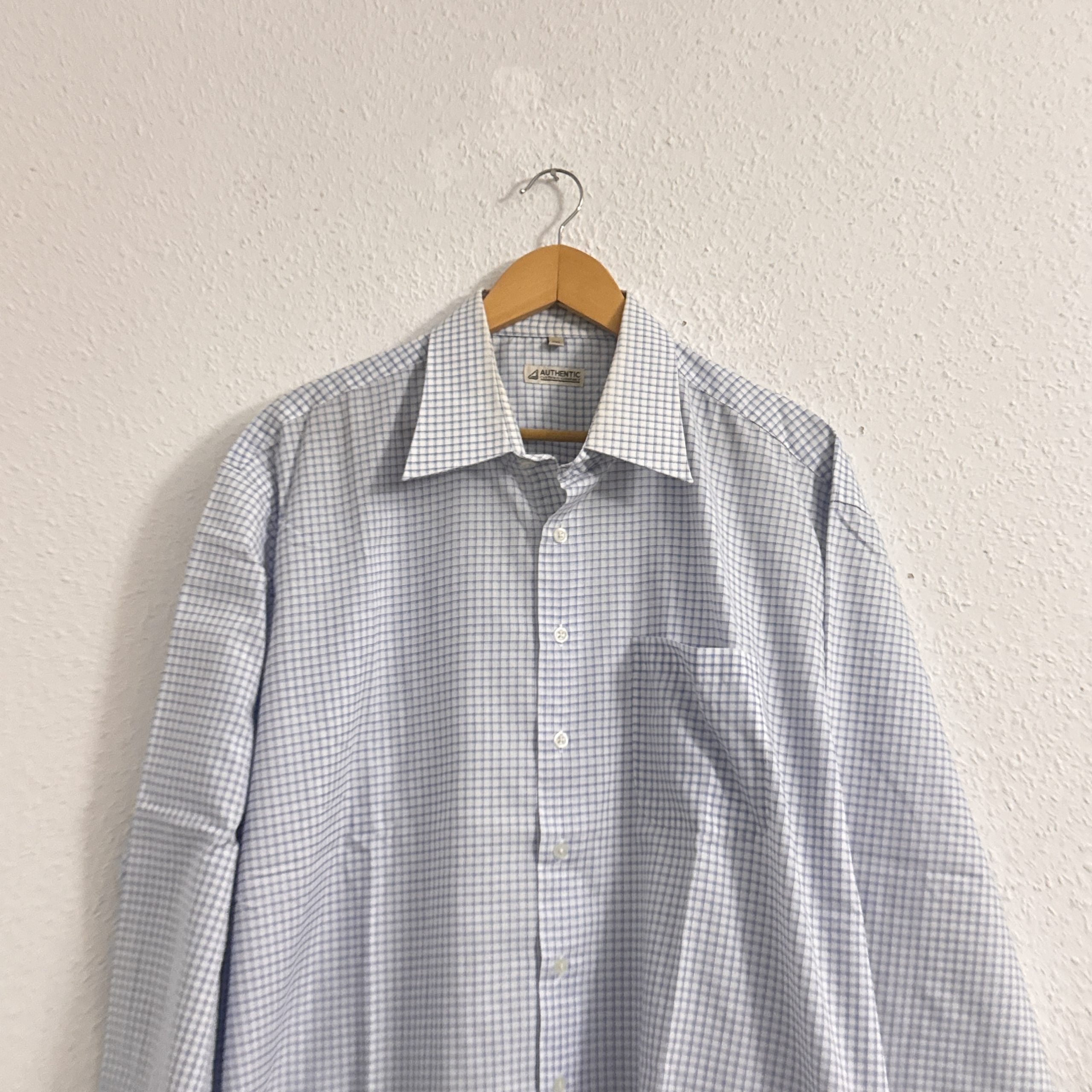Authentic Blue & White Checked Shirt XXL Casual Cotton 2493 image 3