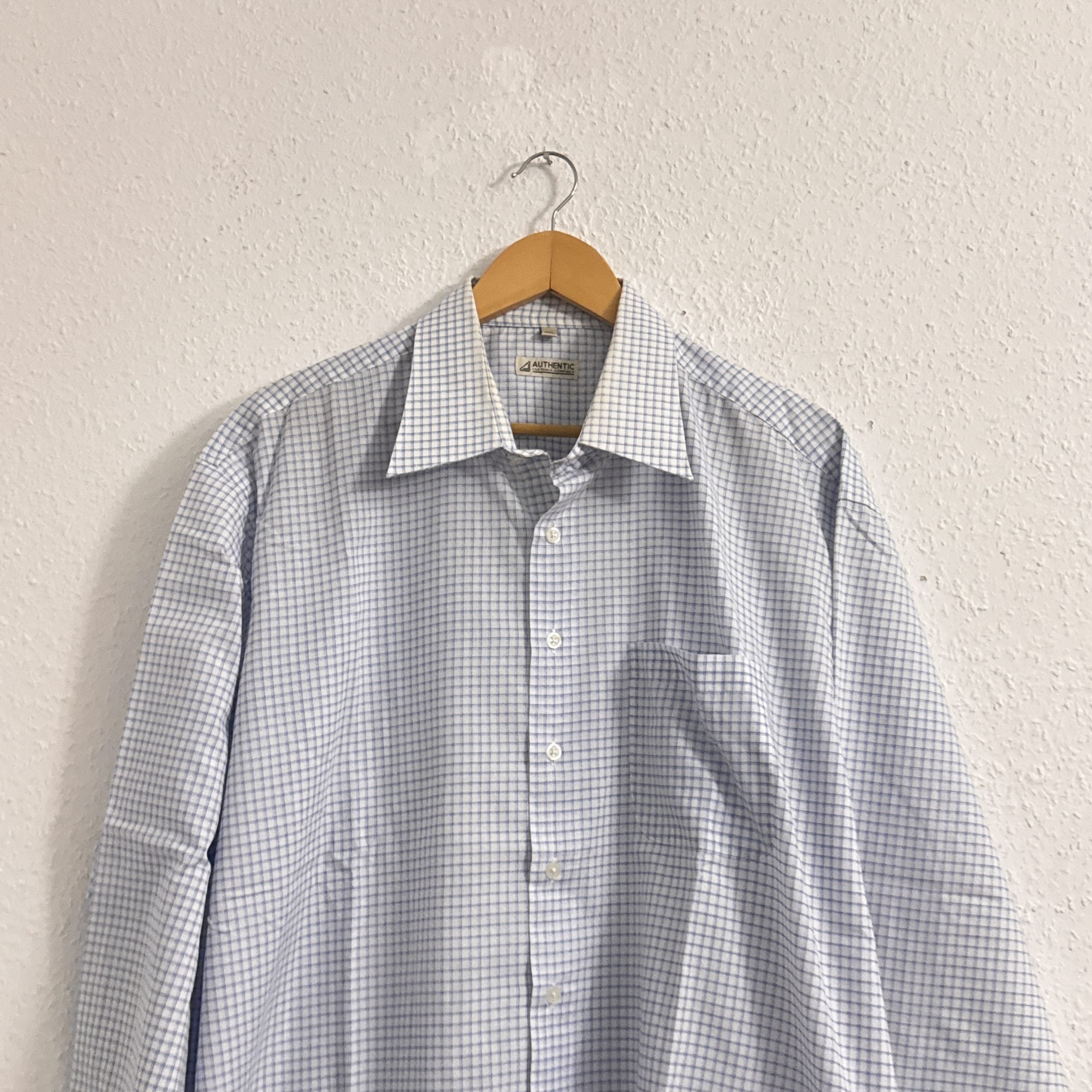 Authentic Blue & White Checked Shirt XXL Casual Cotton 2493 image 4