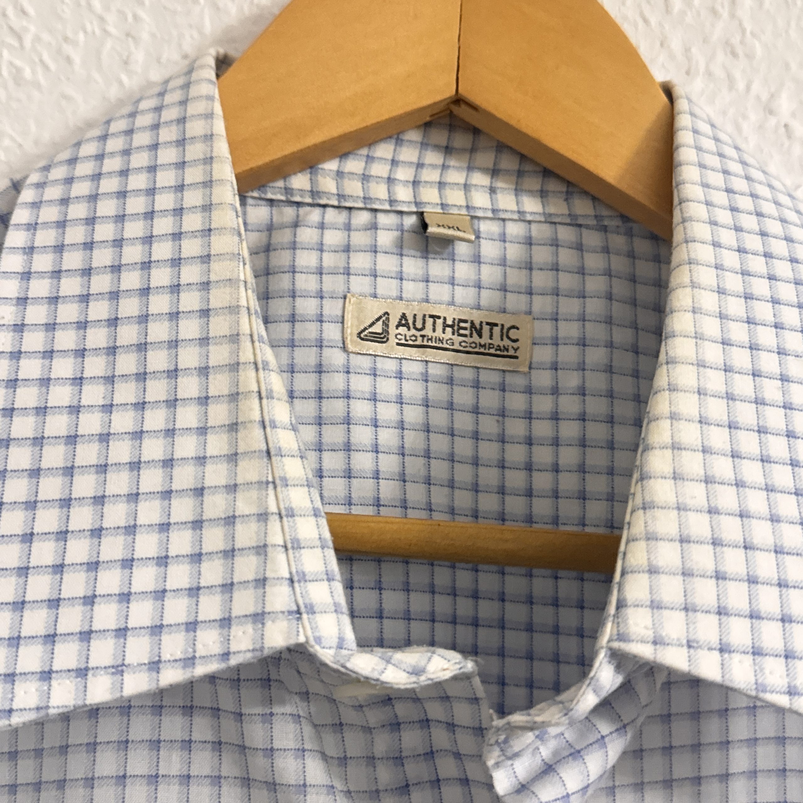 Authentic Blue & White Checked Shirt XXL Casual Cotton 2493 image 7