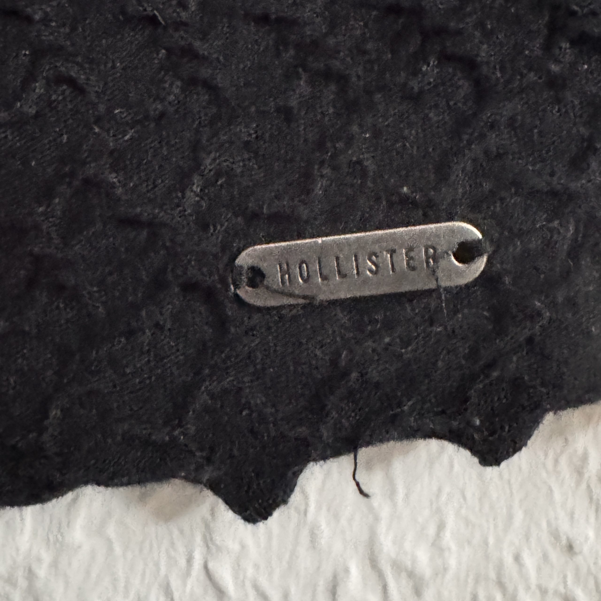 Hollister Black Textured Crop Top Double Spaghetti Strap XS 2496 image 4