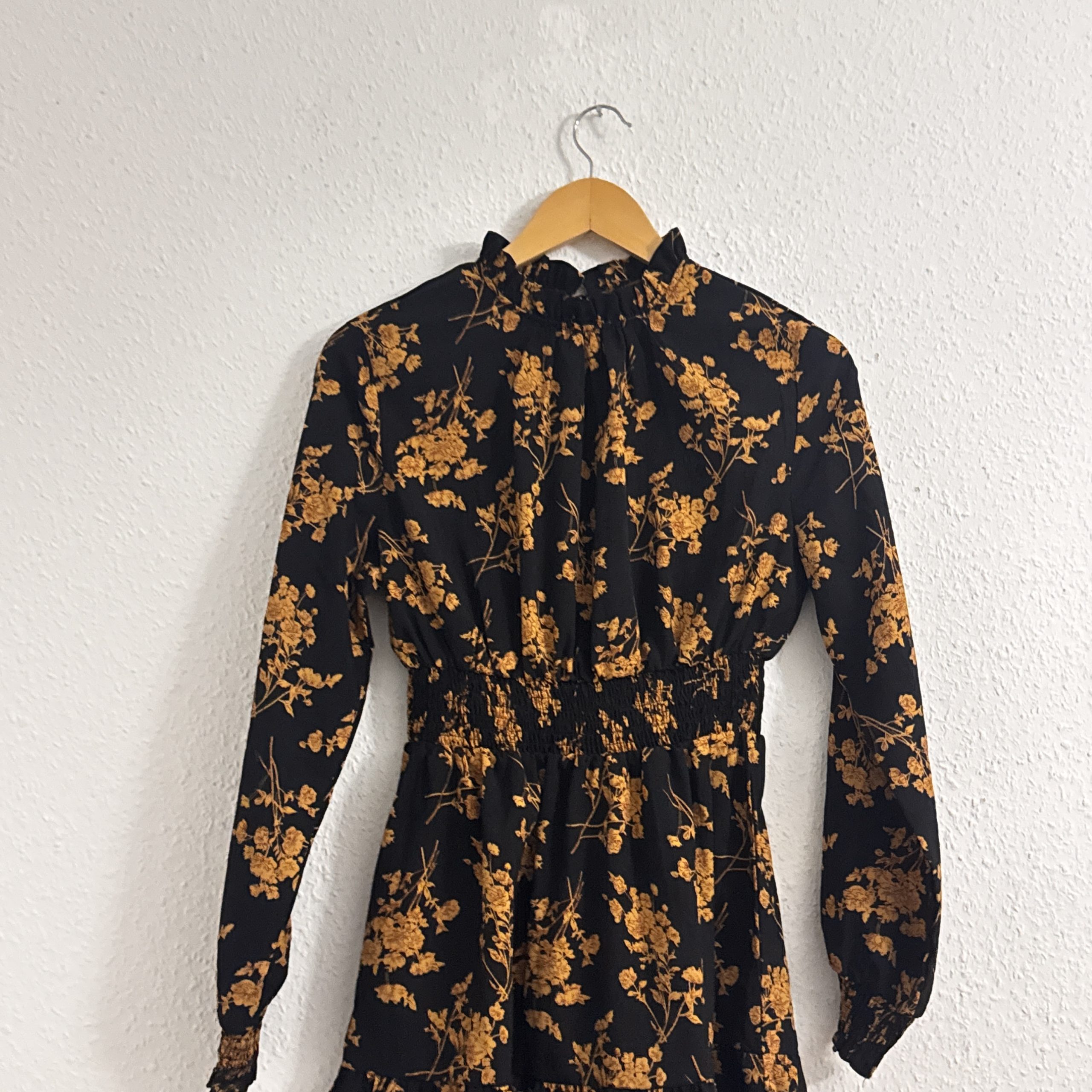 Black & Mustard floral long Sleeve Dress 2500 image 4
