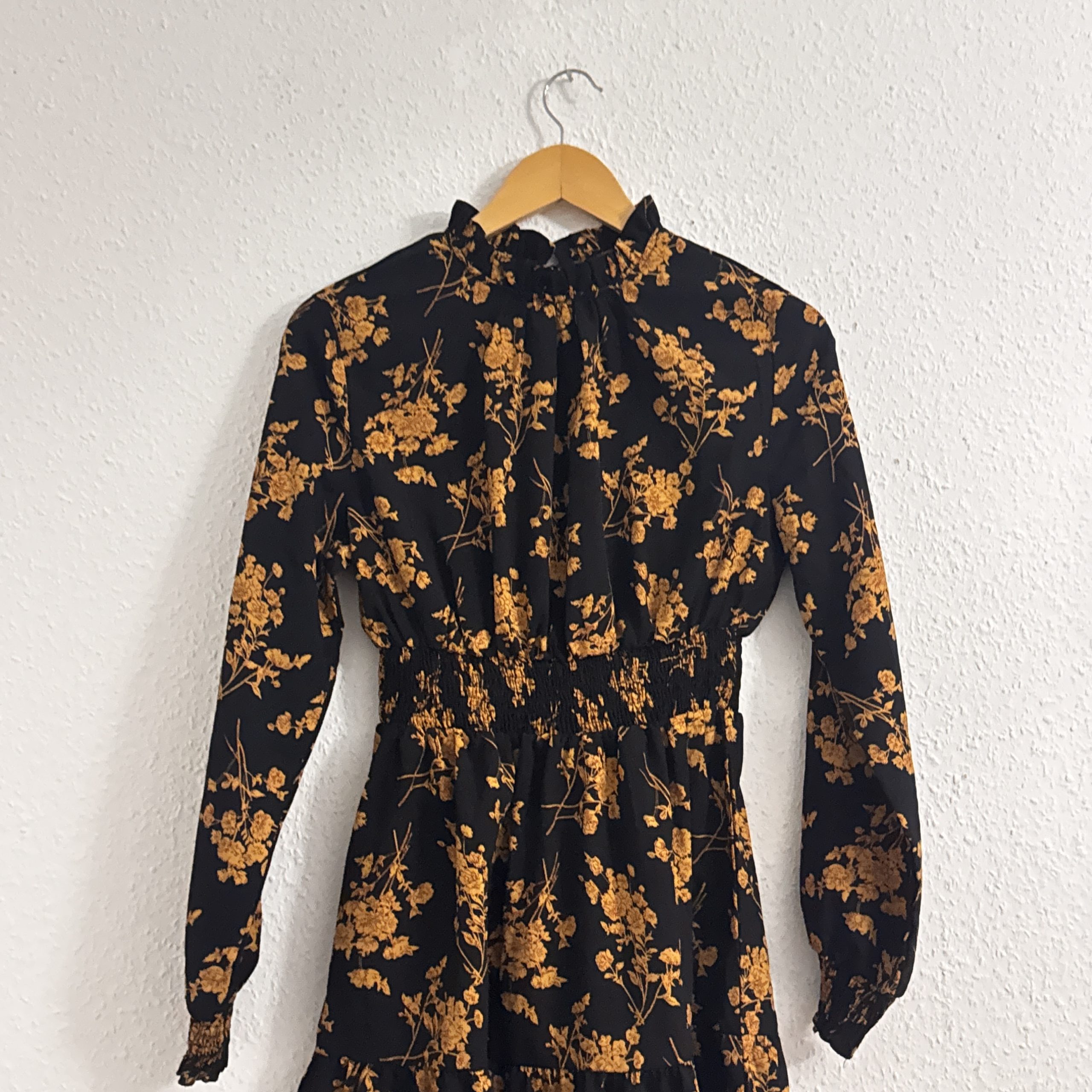 Black & Mustard floral long Sleeve Dress 2500 image 5