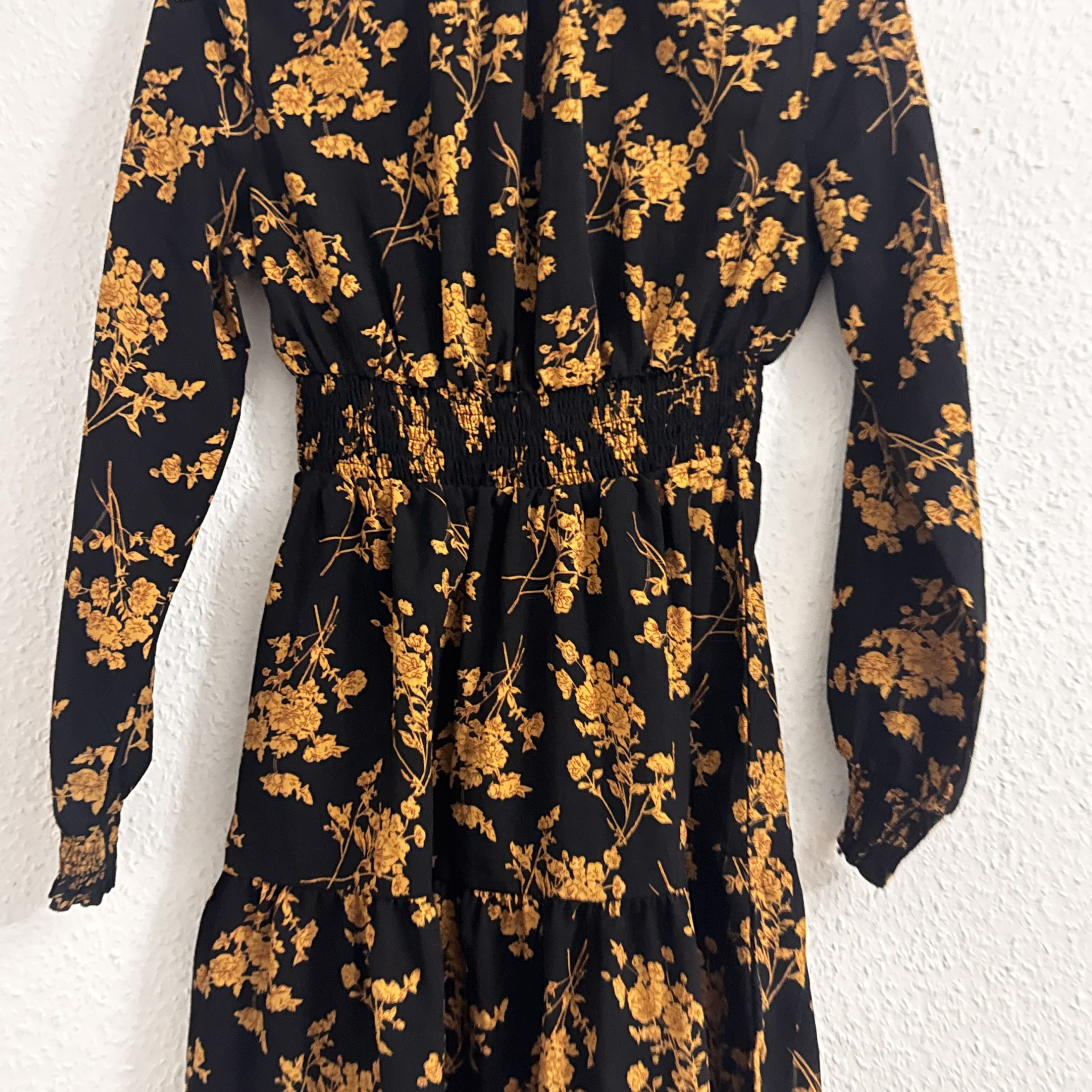 Black & Mustard floral long Sleeve Dress 2500 image 6