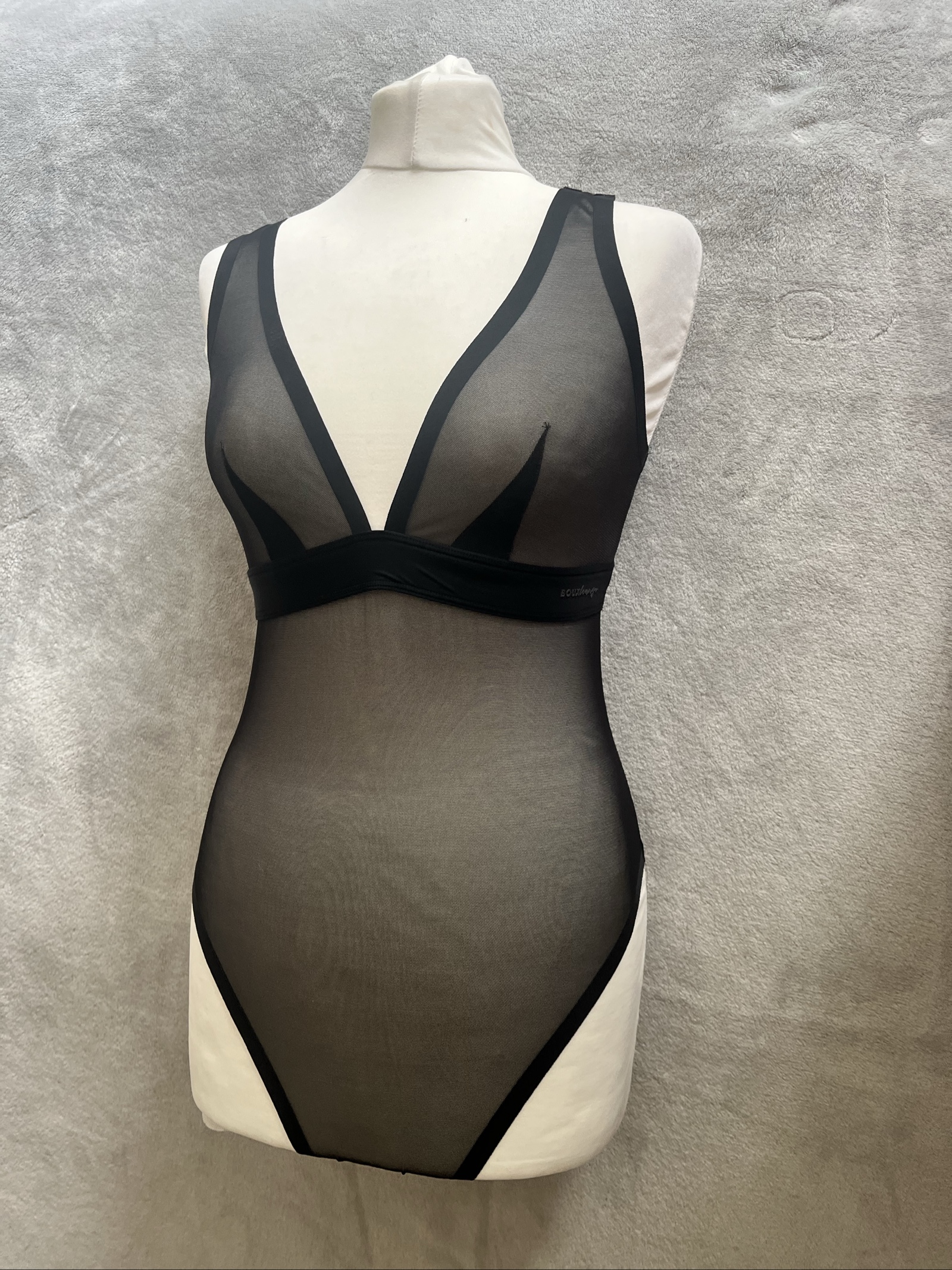 Boux Avenue Black Sheer Mesh Bodysuit UK 12