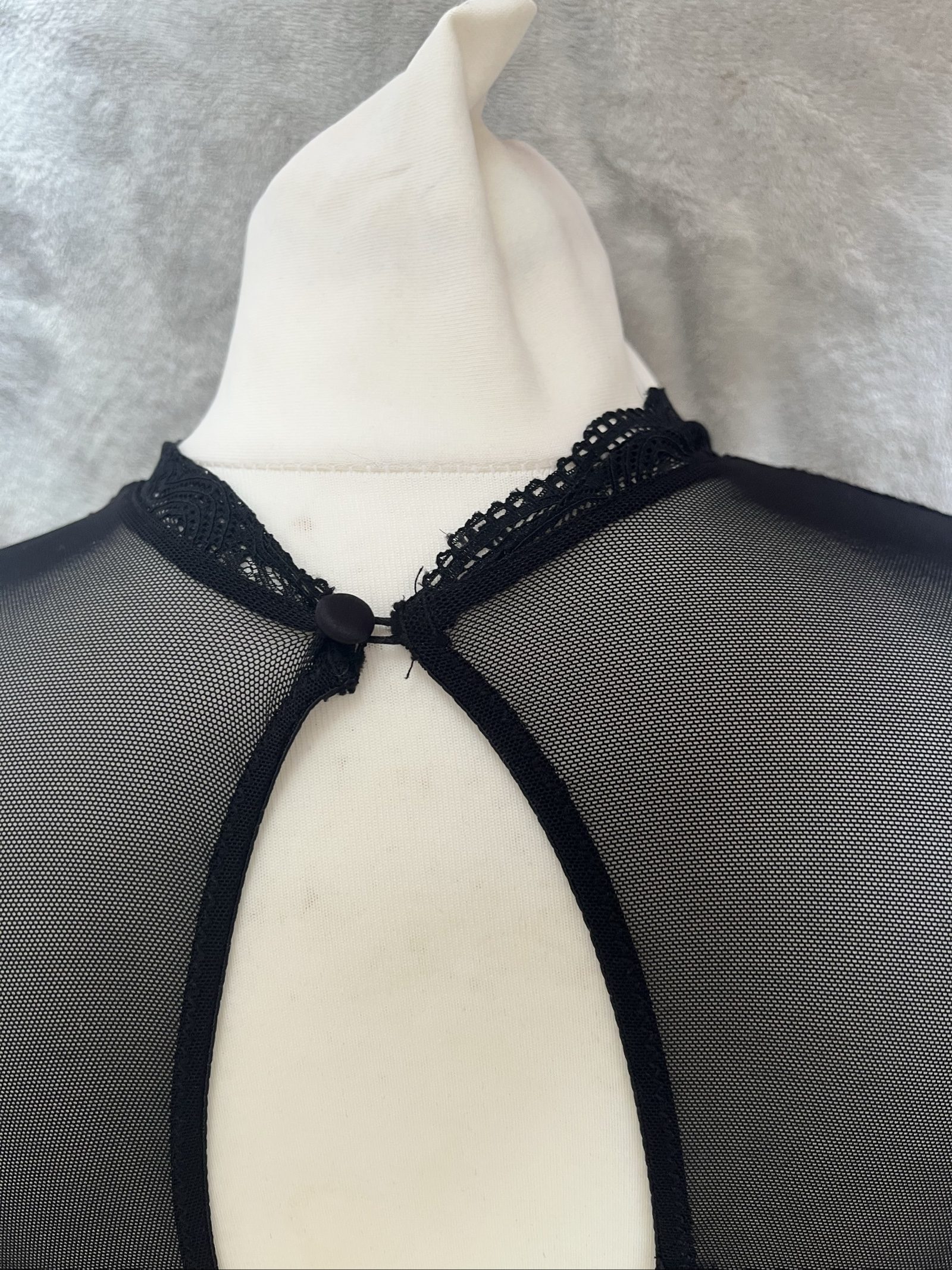 Primark Black Lace Sheer Mesh Bodysuit Long Sleeve Size Small image 5