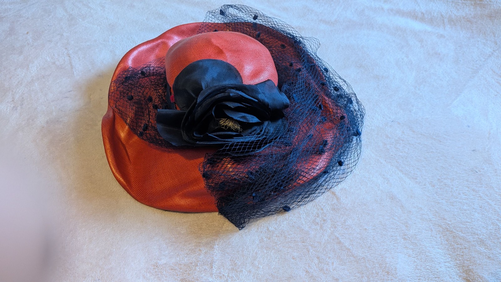 Philip Somerville Red & Black Fascinator Hat