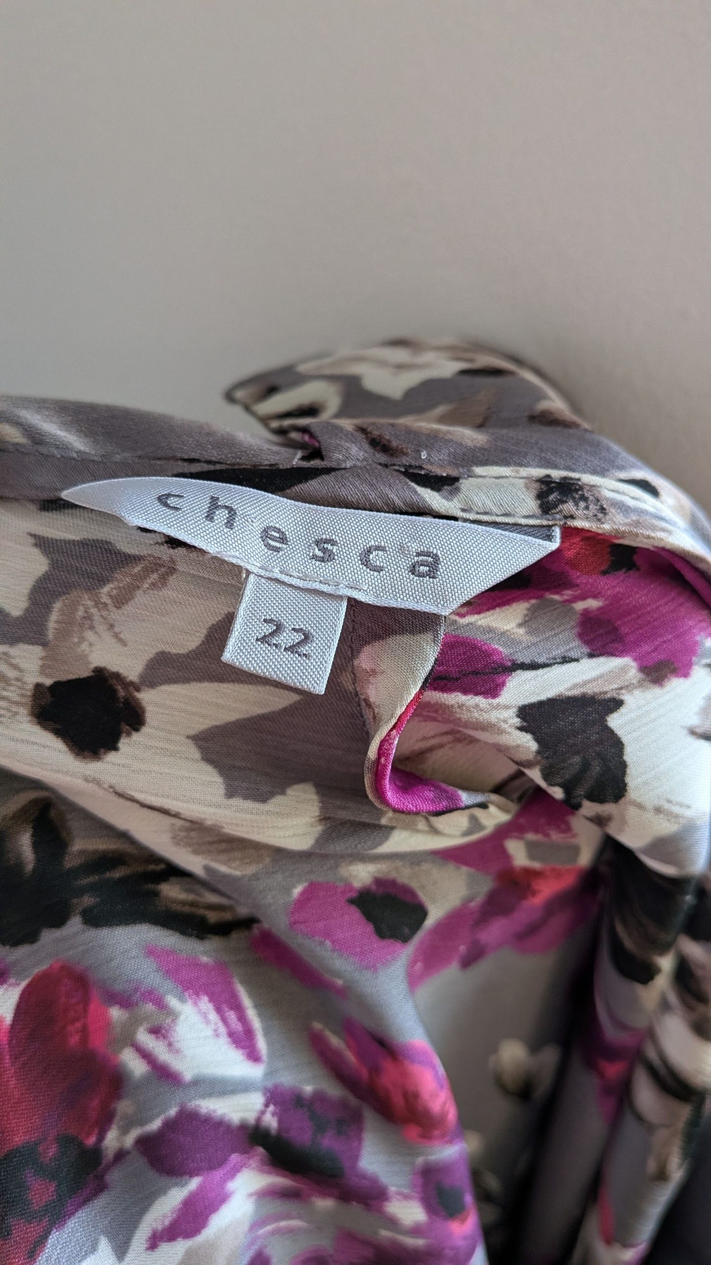 Chesca Grey & Pink Floral Dress UK 22 image 2