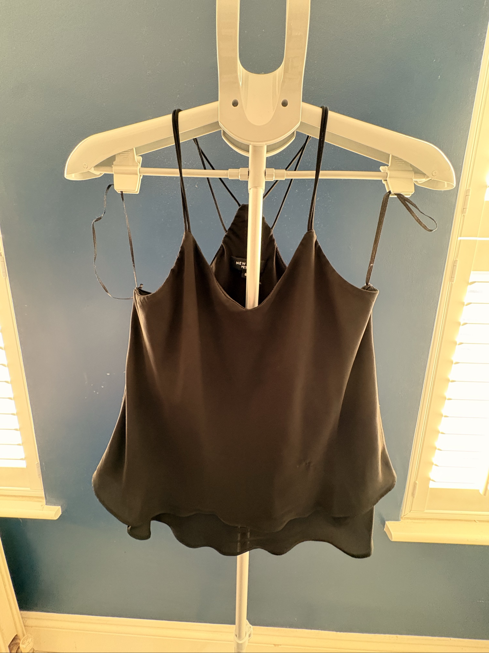 New Look Petite Black Satin Cami Top - Spaghetti Straps, Women's Size 8 (Petite)