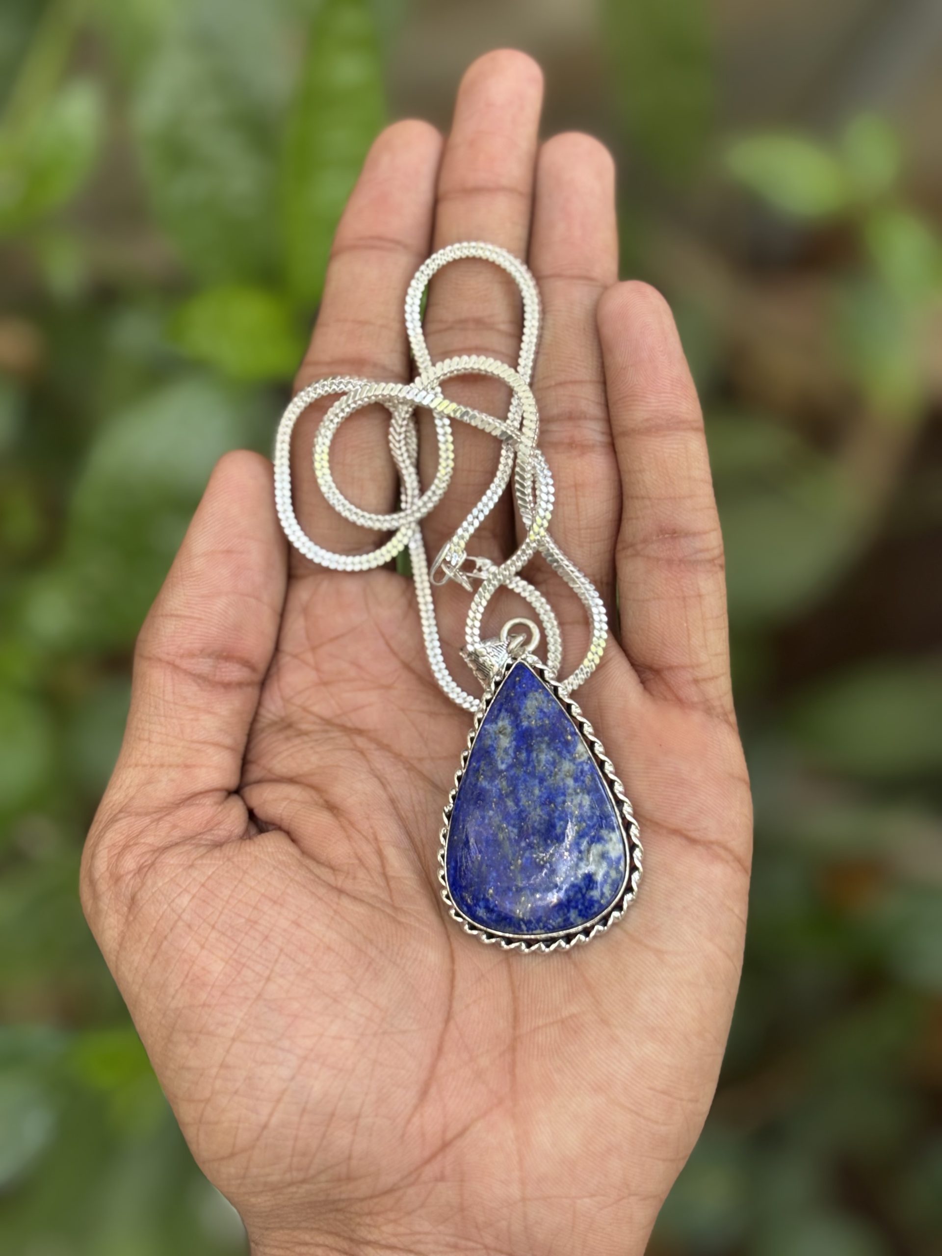 Lapis Lazuli Healing Crystal Pendant with Chain – Natural Certified Stone Necklace for Men & Women image 2