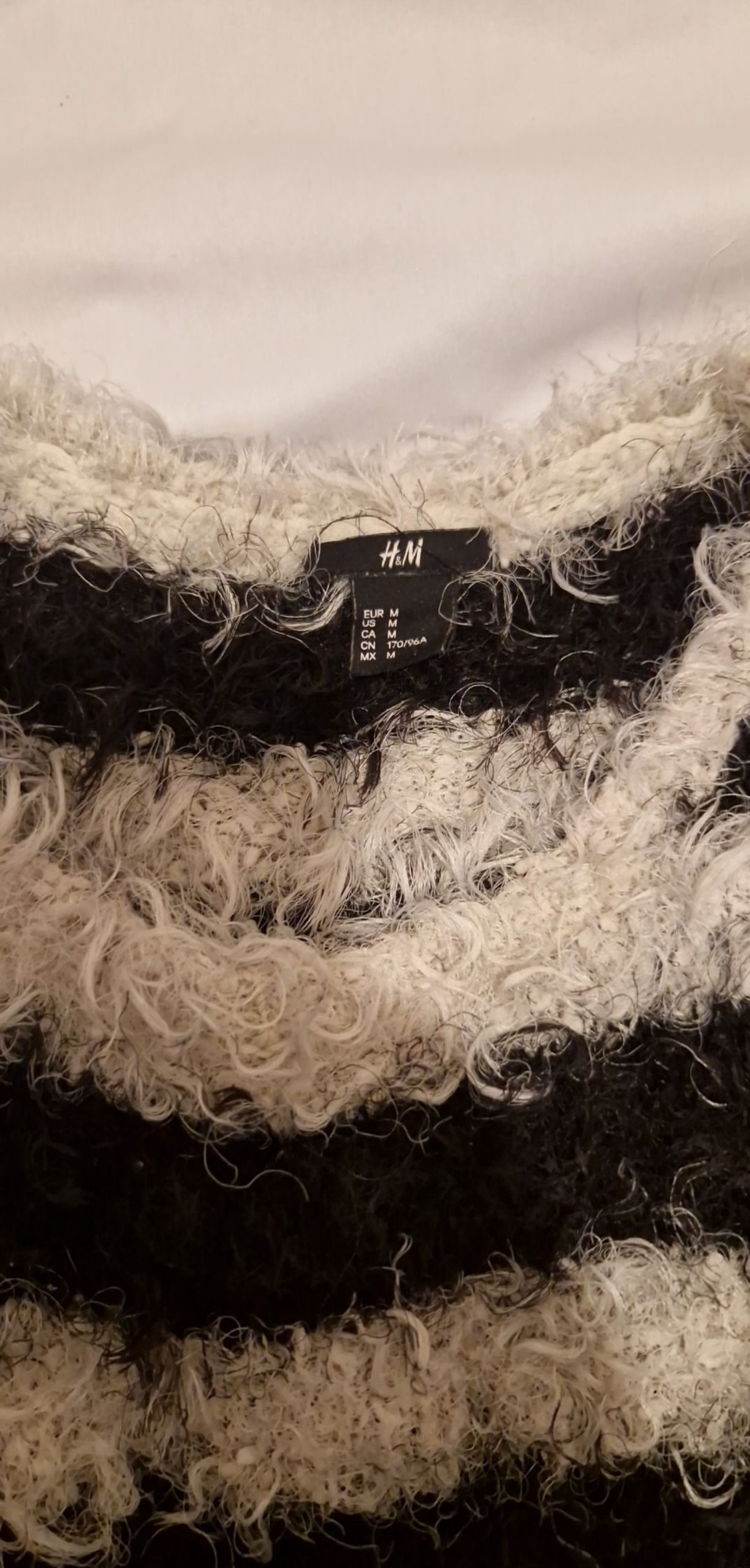 H&M Black & White Fuzzy Sweater Medium