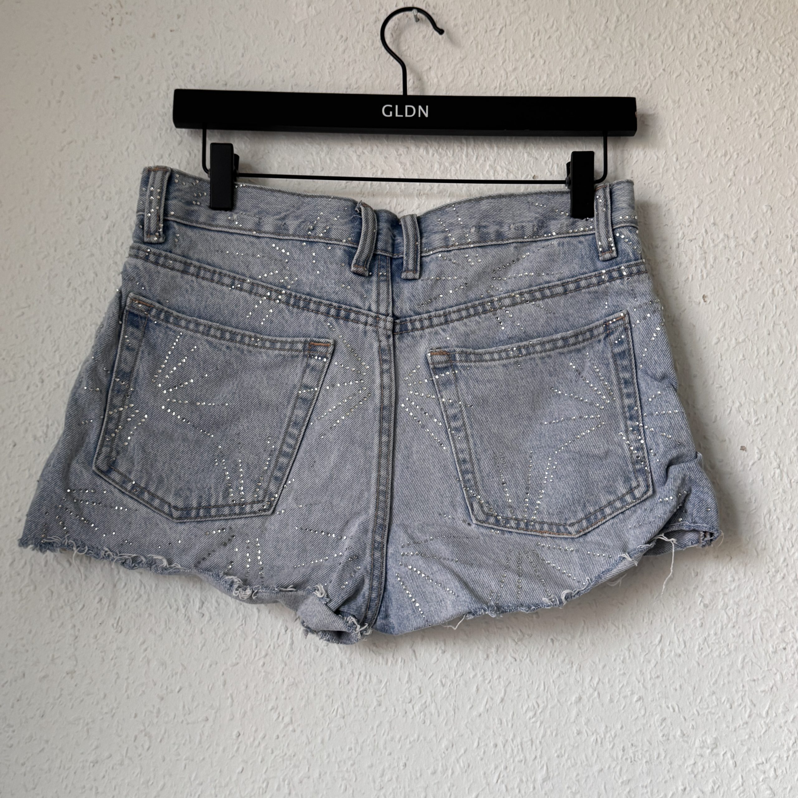 Zara Light Blue Studded Denim Shorts UK 8 2517 image 6