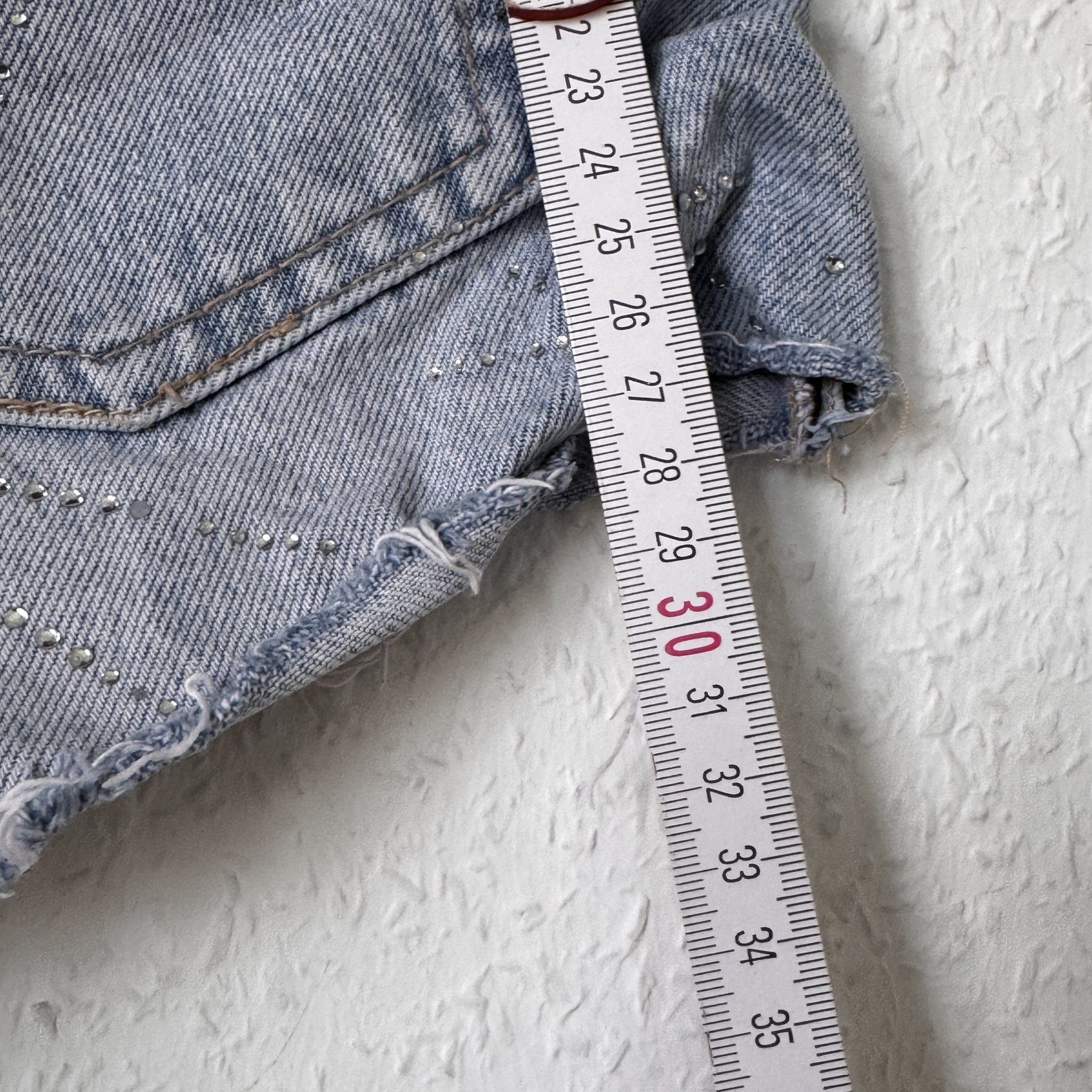 Zara Light Blue Studded Denim Shorts UK 8 2517 image 8