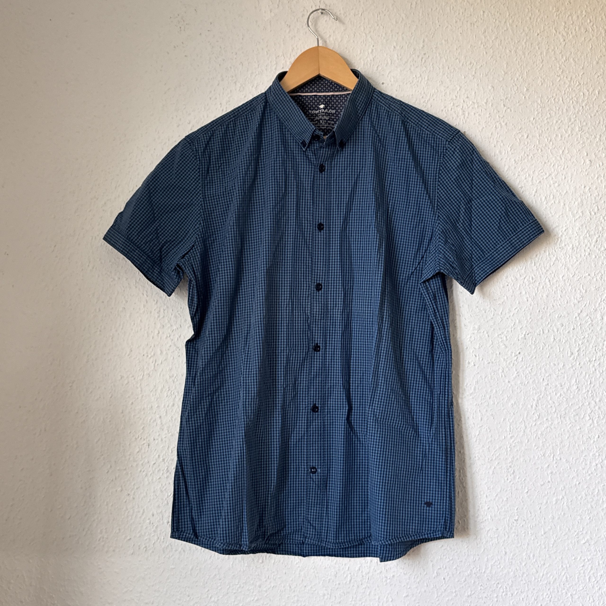 Tom Tailor Blue Checked Fitted Shirt XL Made in Indonesia 2523 image 2