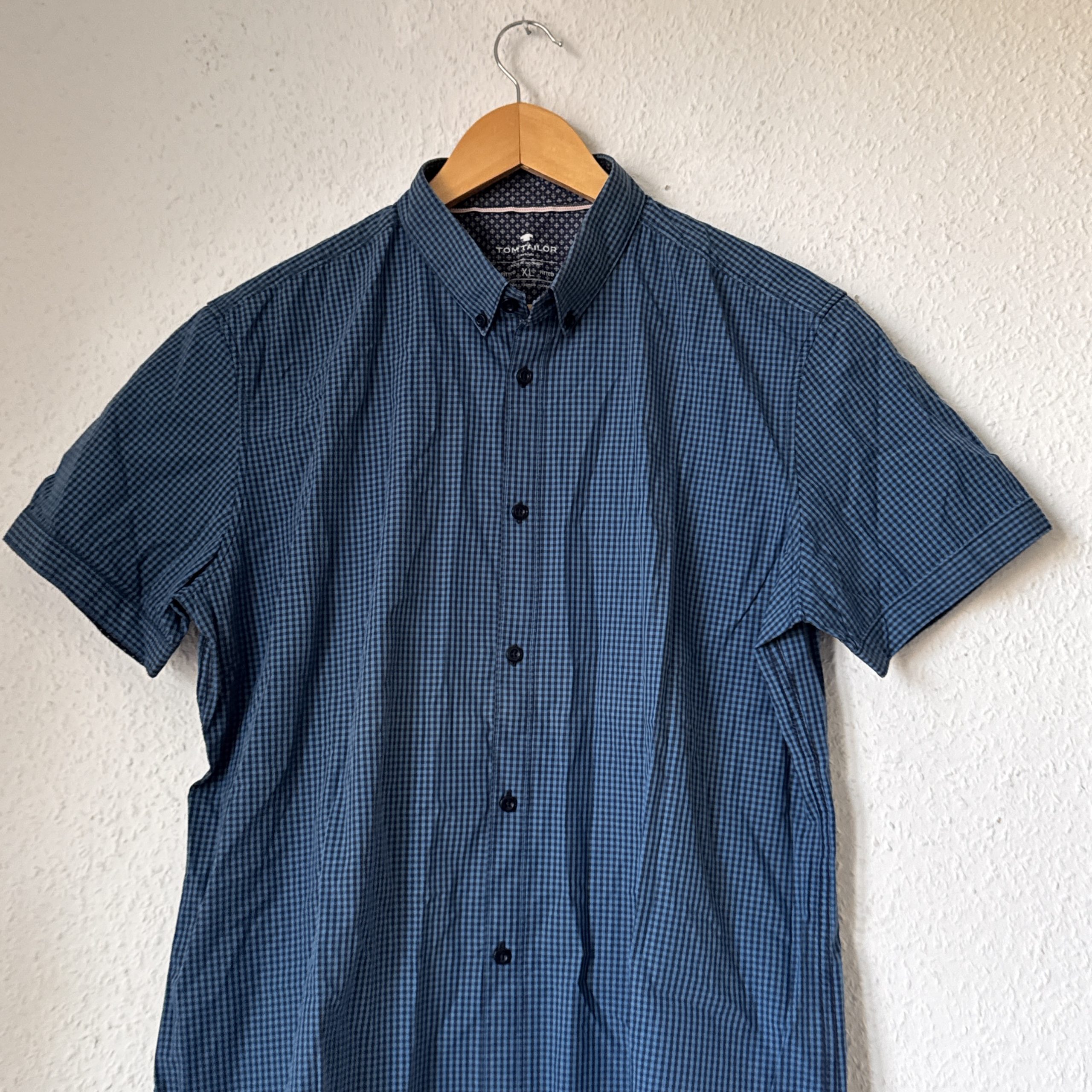 Tom Tailor Blue Checked Fitted Shirt XL Made in Indonesia 2523 image 3