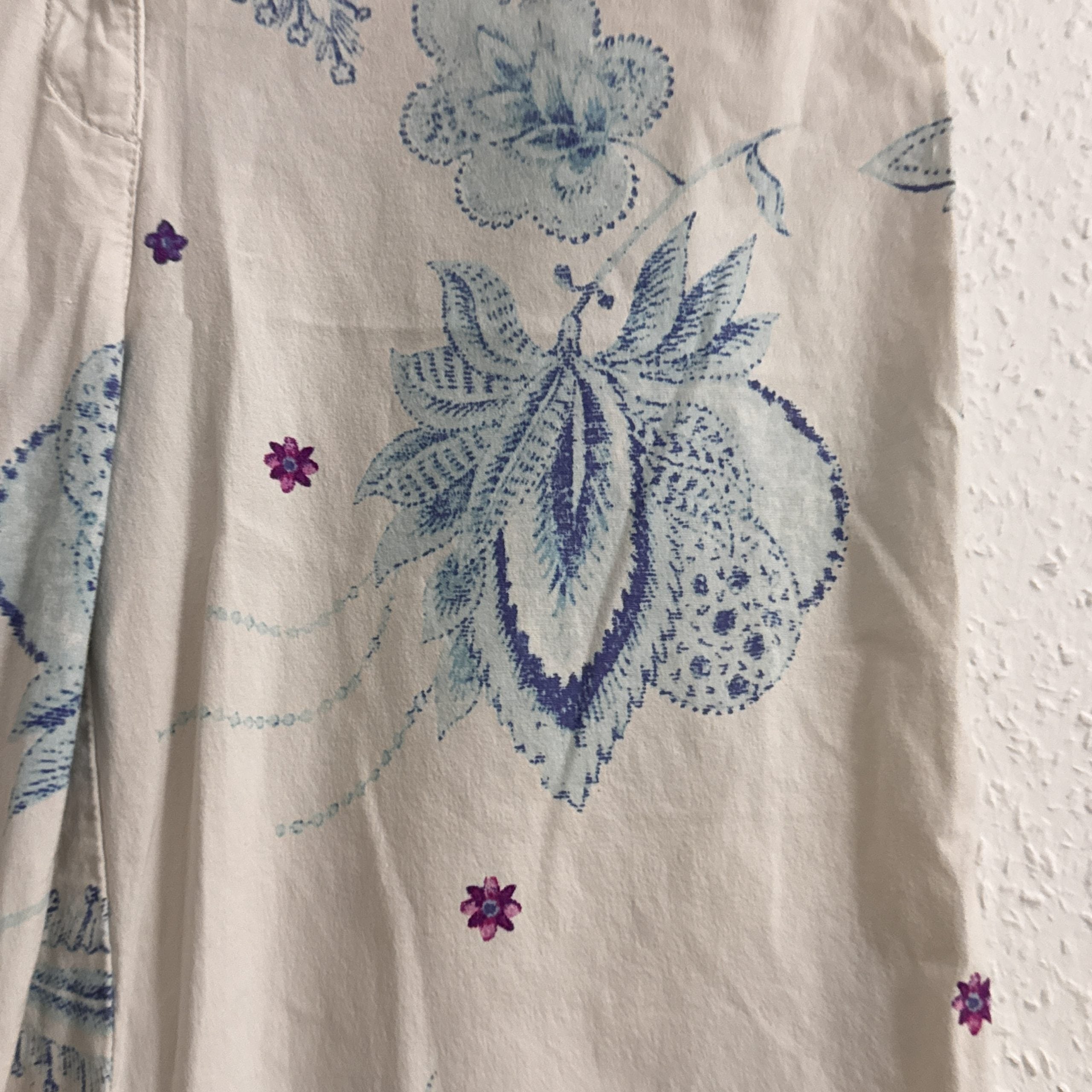 Etam White Blue Floral Print Straight Leg Trousers Size L 2535 image 6