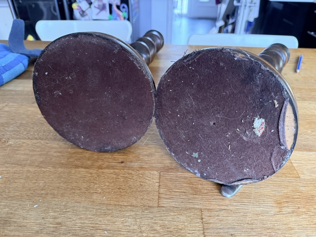 Vintage Brown Wood Carved Spiral Barleytwist Candlesticks Pair 18inches tall image 8