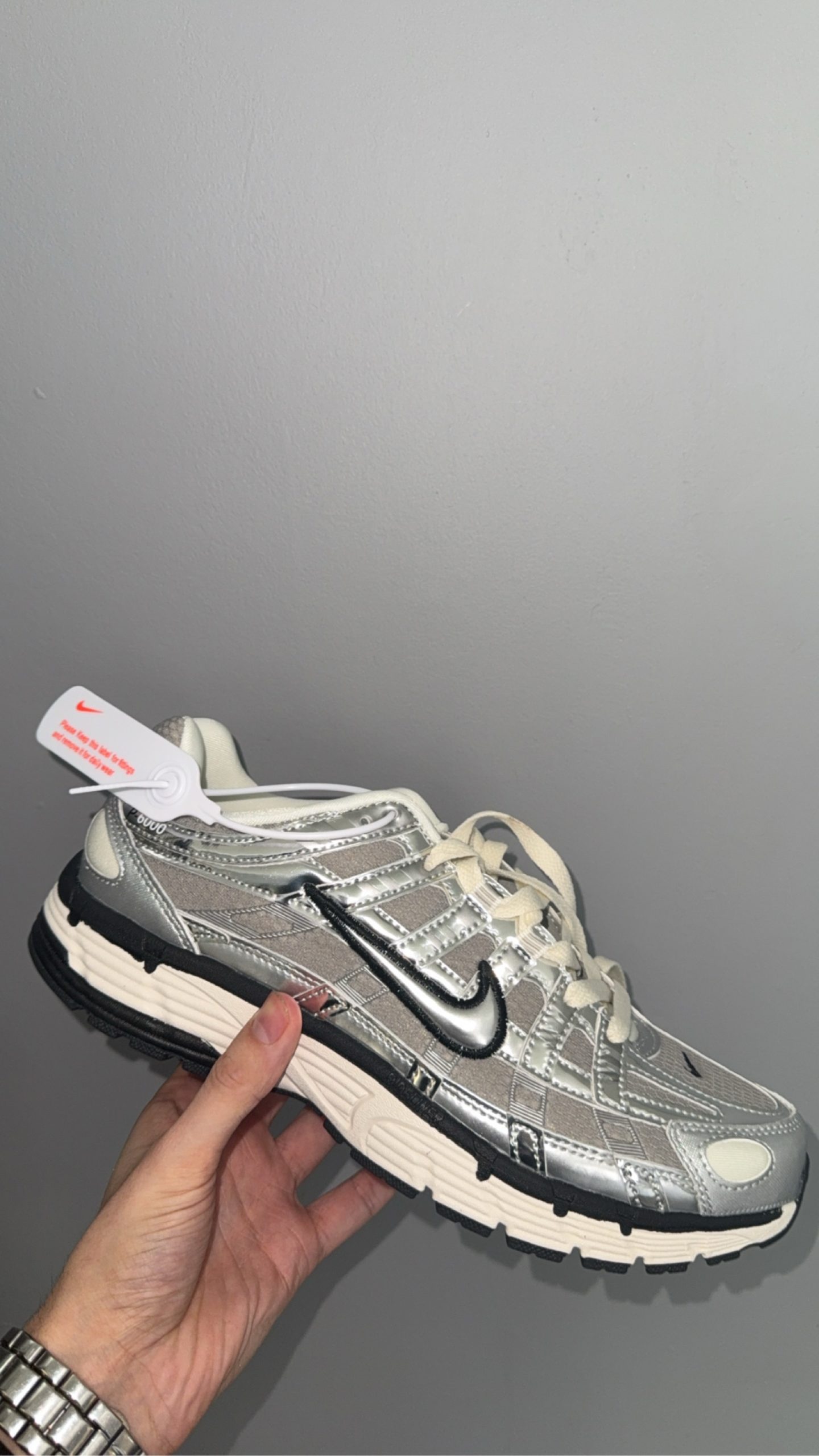 Nike Silver & Grey P-6000 Trainers UK 7.5