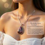 Rhodonite Drop Shape Pendant with Chain – 100% Pure Natural Certified Stone Pendant Necklace for Women & Girls
