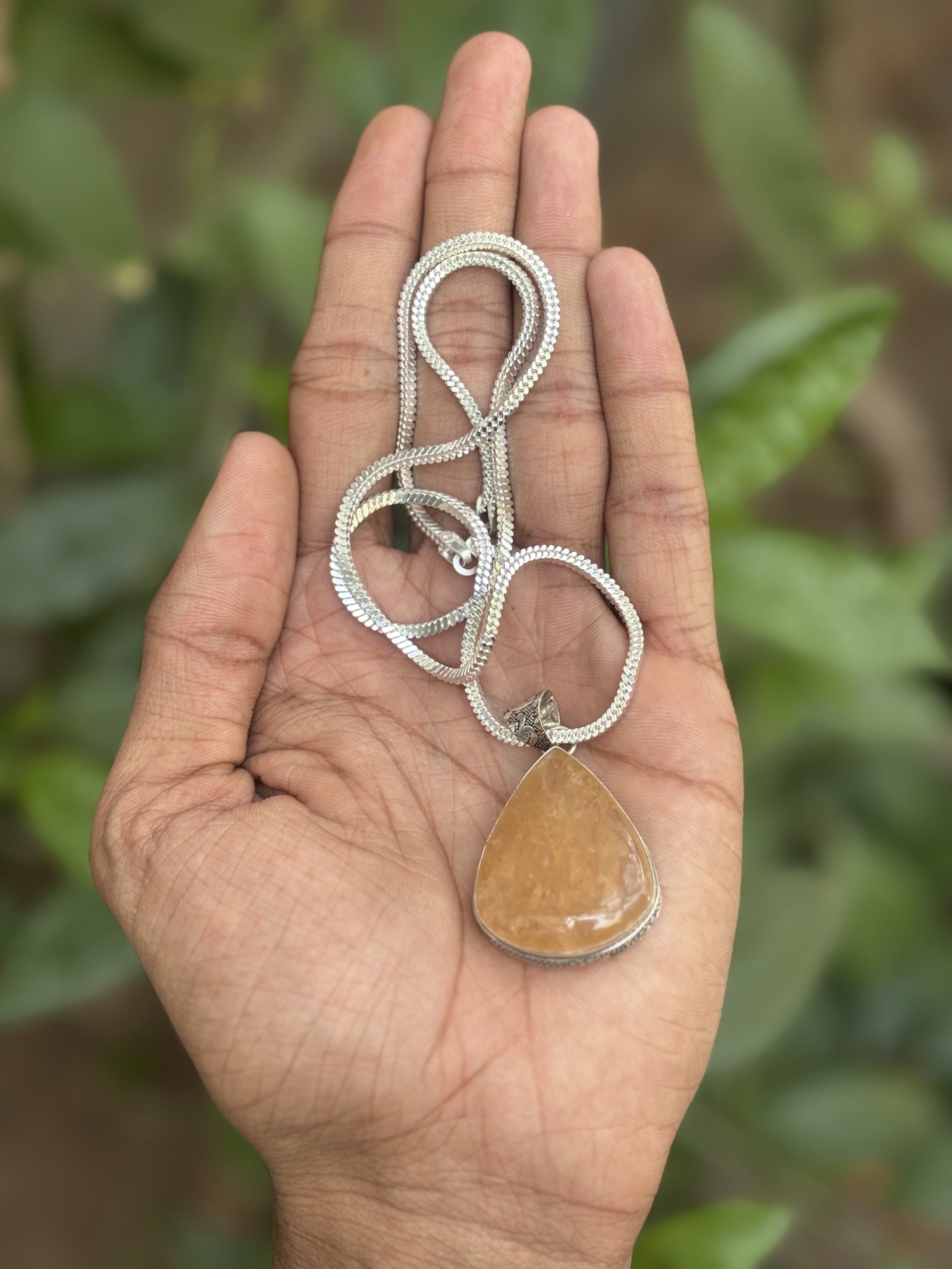 Yellow Aventurine Drop Shape Pendant with Chain – 100% Pure Natural Certified Stone Pendant Necklace for Women & Girls image 2