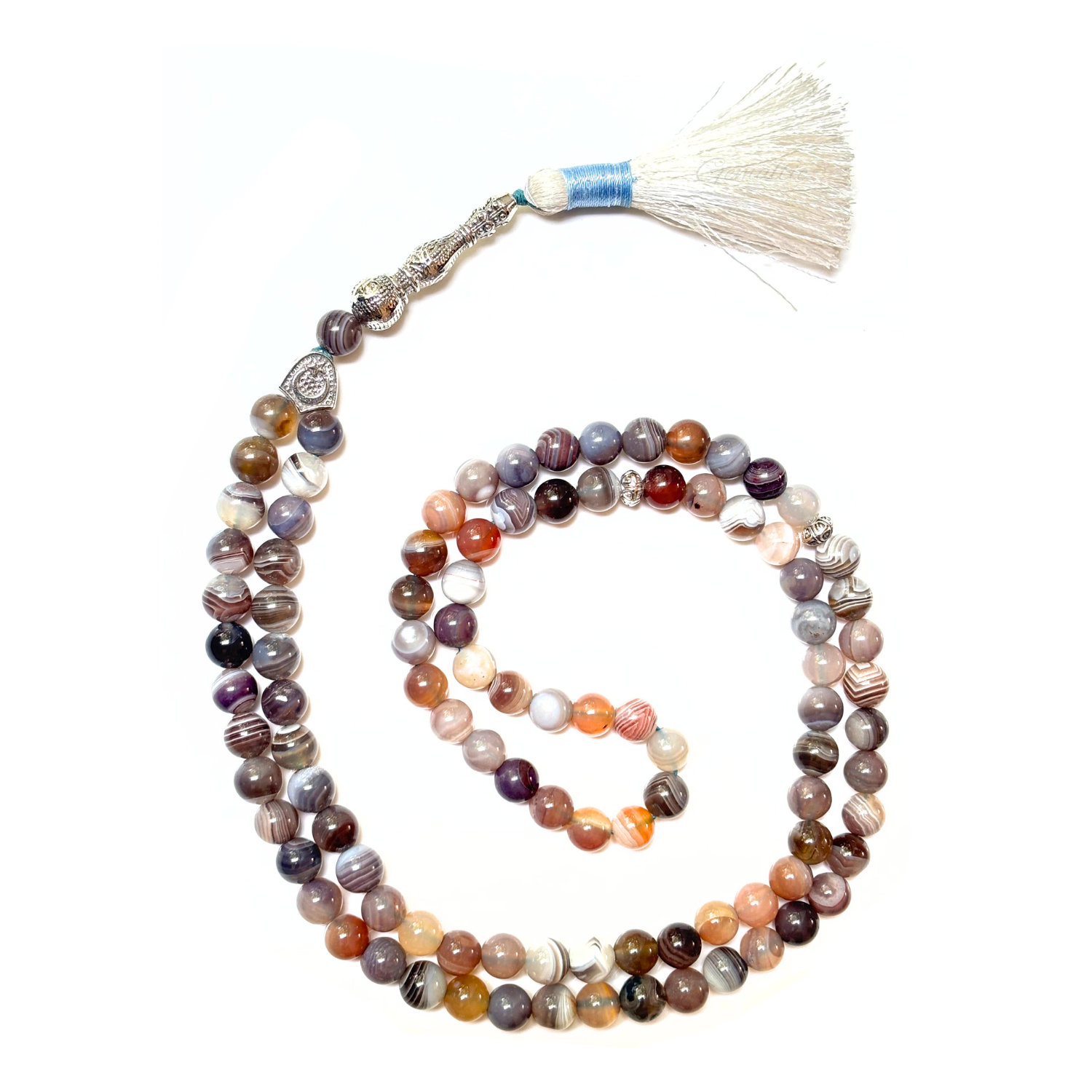 Botswana Agate Tasbih 8MM 99+1 Beads – 100% Natural Certified Handmade Stone Tasbih