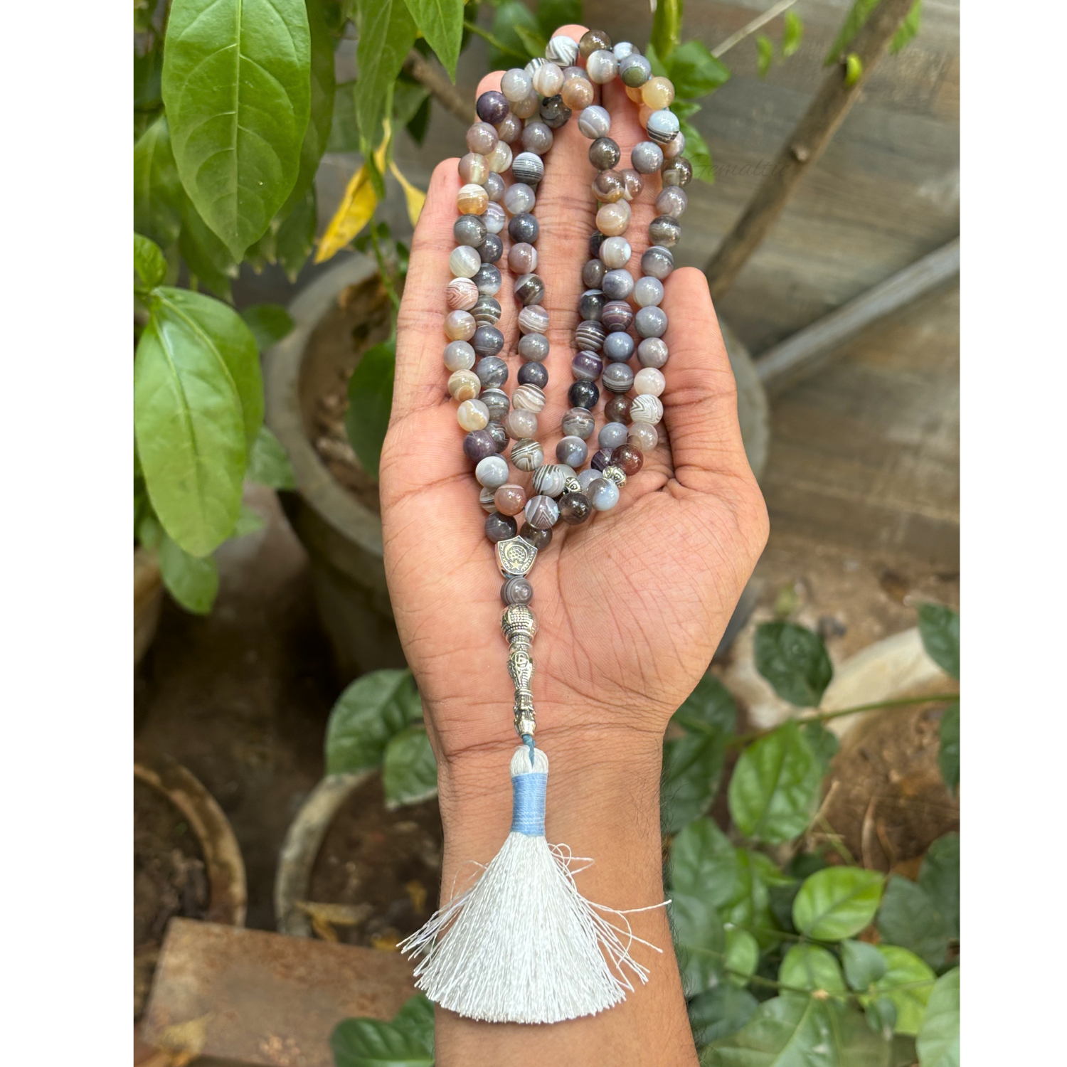 Botswana Agate Tasbih 8MM 99+1 Beads – 100% Natural Certified Handmade Stone Tasbih image 2
