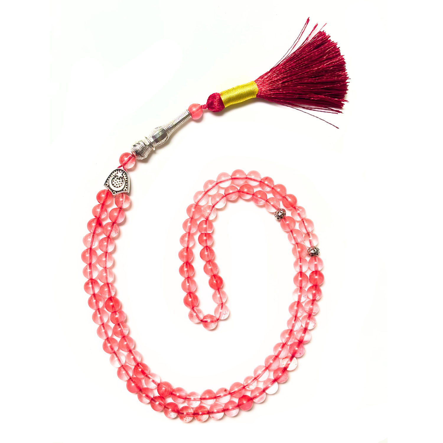 Cherry Quartz Tasbih 8MM 99+1 Beads – 100% Natural Certified Handmade Stone Tasbih
