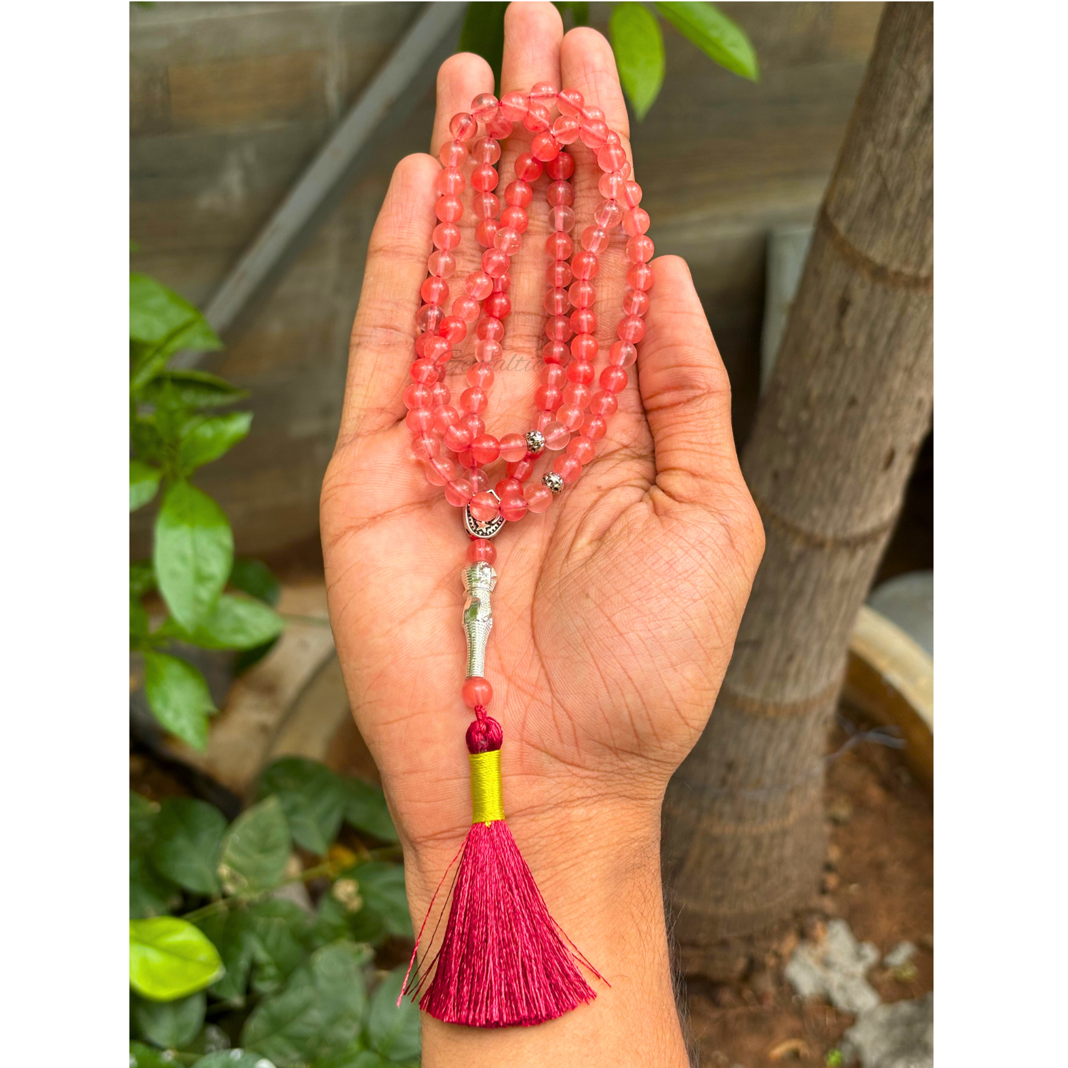 Cherry Quartz Tasbih 8MM 99+1 Beads – 100% Natural Certified Handmade Stone Tasbih image 2