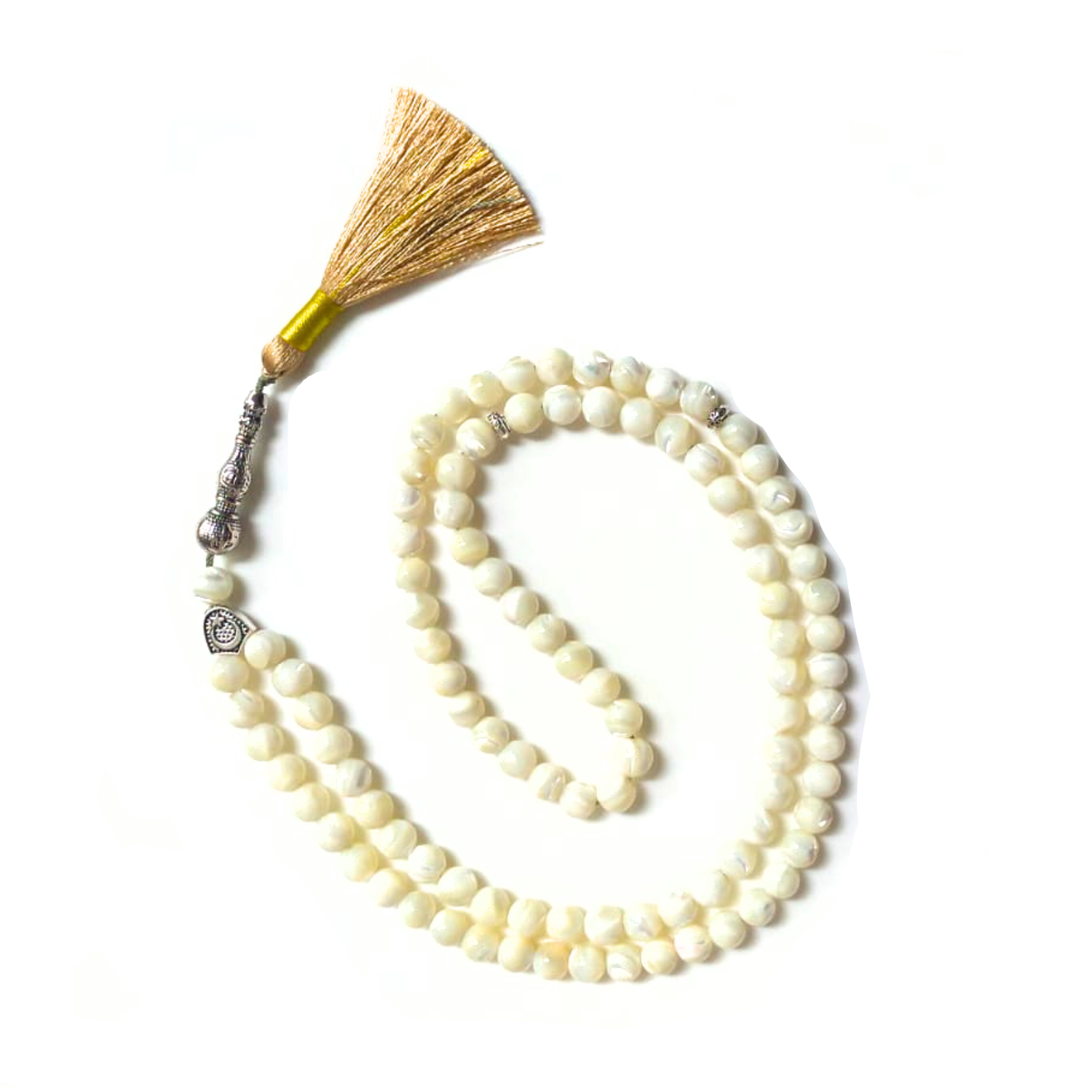 Mother of Pearl Tasbih 8MM – 99+1 Beads | 100% Natural Certified Handmade Stone Tasbih