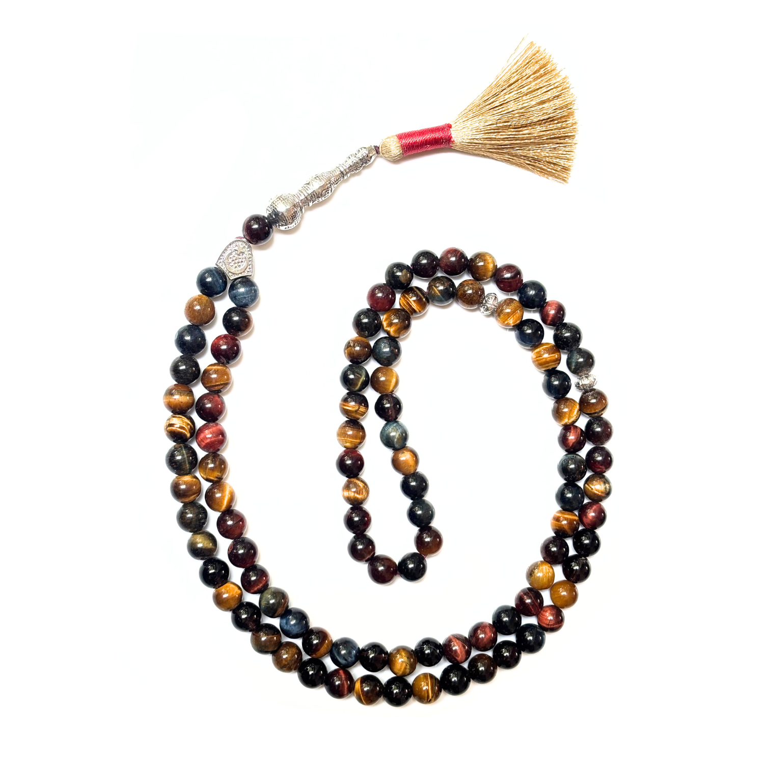 Multi Tiger Eye Tasbih 8MM – 99+1 Beads | 100% Natural Certified Handmade Stone Tasbih
