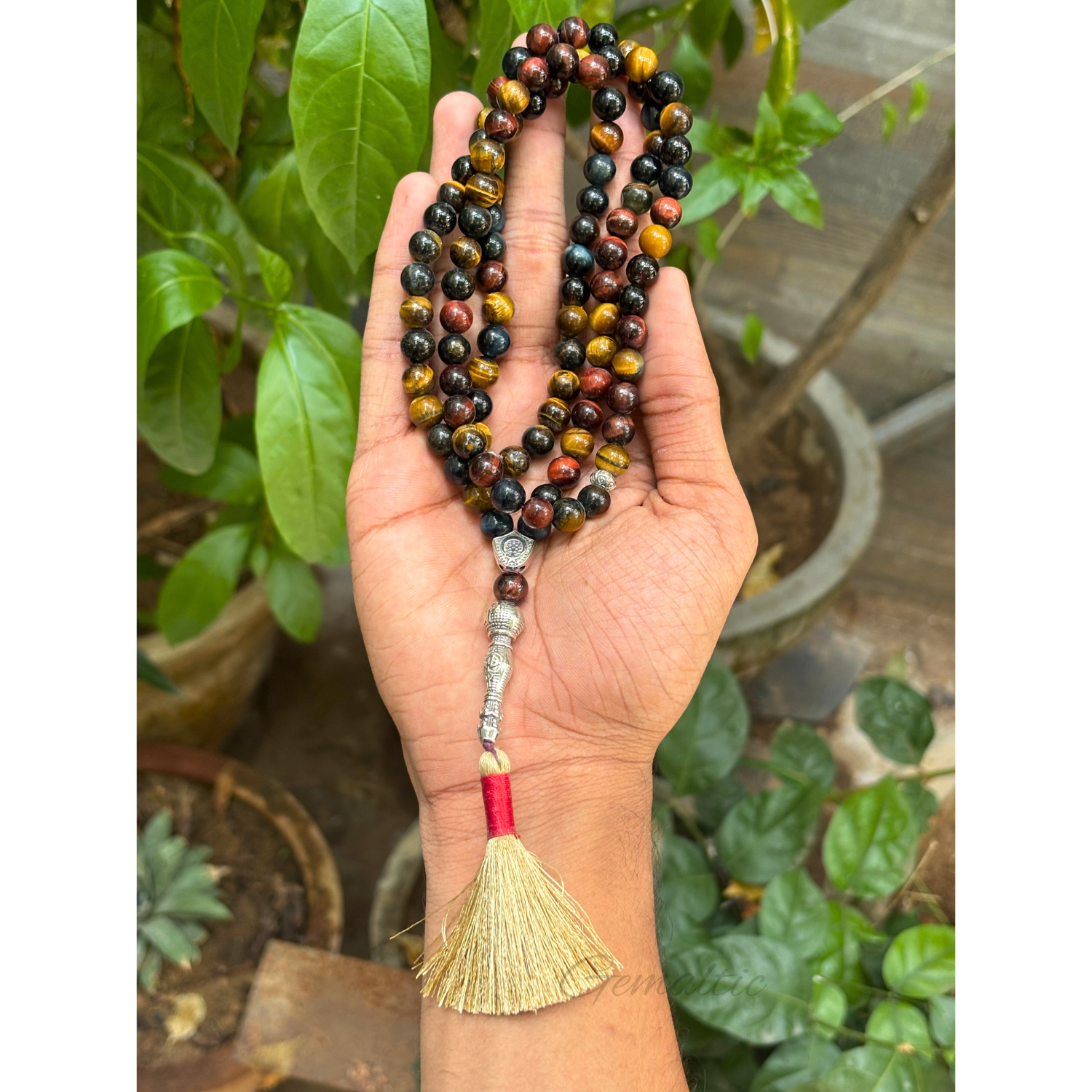 Multi Tiger Eye Tasbih 8MM – 99+1 Beads | 100% Natural Certified Handmade Stone Tasbih image 2