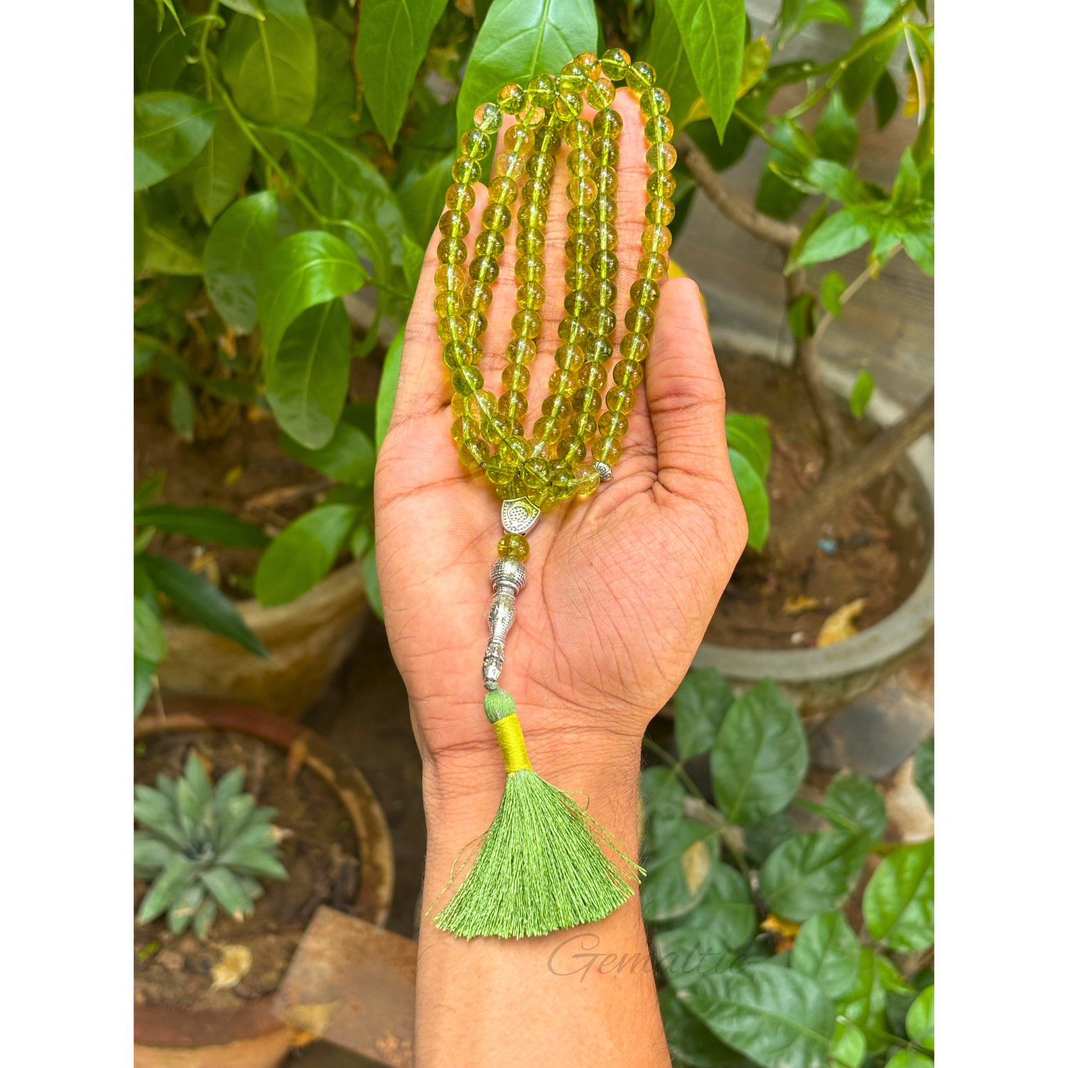 Peridot Tasbih 8MM – 99+1 Beads | 100% Natural Certified Handmade Stone Tasbih image 2