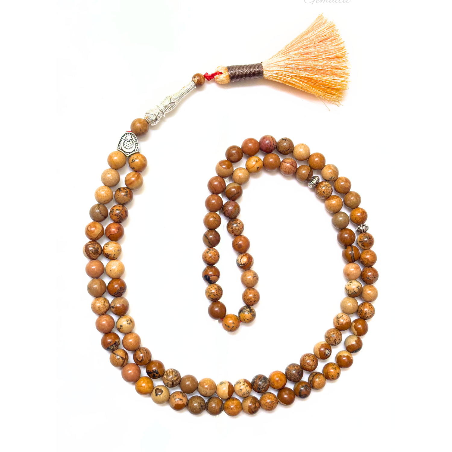 Picture Jasper Tasbih 8MM – 99+1 Beads | 100% Natural Certified Handmade Stone Tasbih