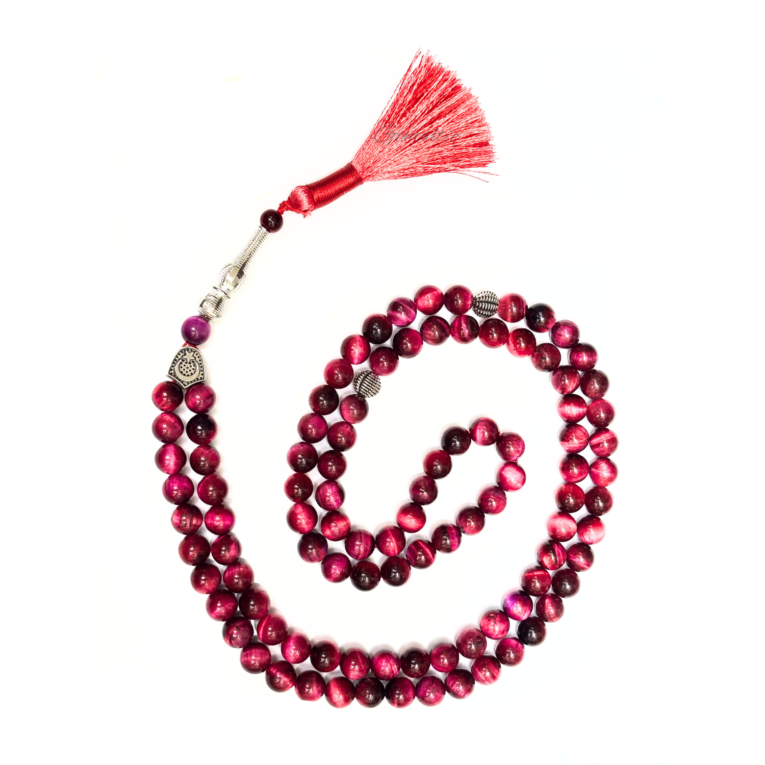 Pink Tiger Eye Tasbih 8MM – 99+1 Beads | 100% Natural Certified Handmade Stone Tasbih