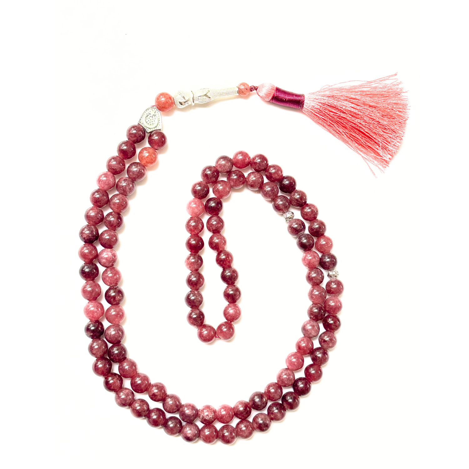 Pink Tourmaline Tasbih 8MM – 99+1 Beads | 100% Natural Certified Handmade Stone Tasbih