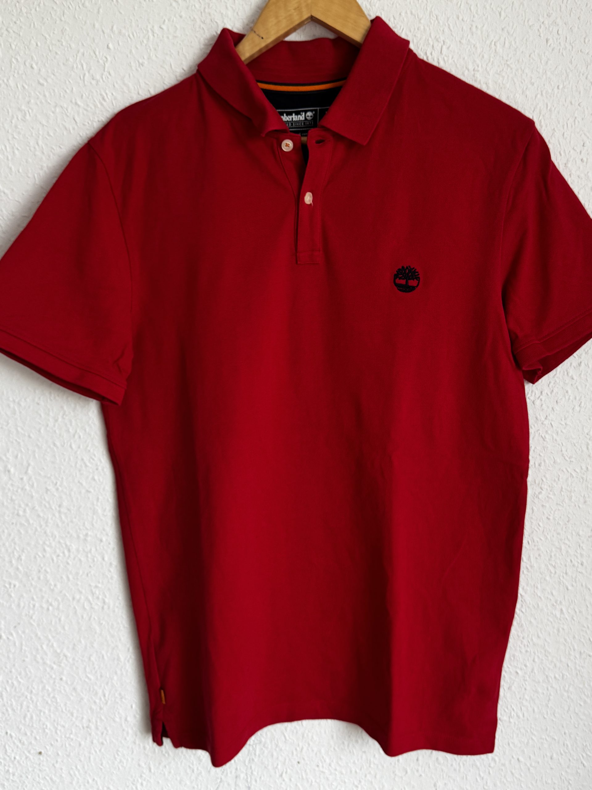 Timberland Red Slim Fit Polo Shirt Large Organic Cotton 83